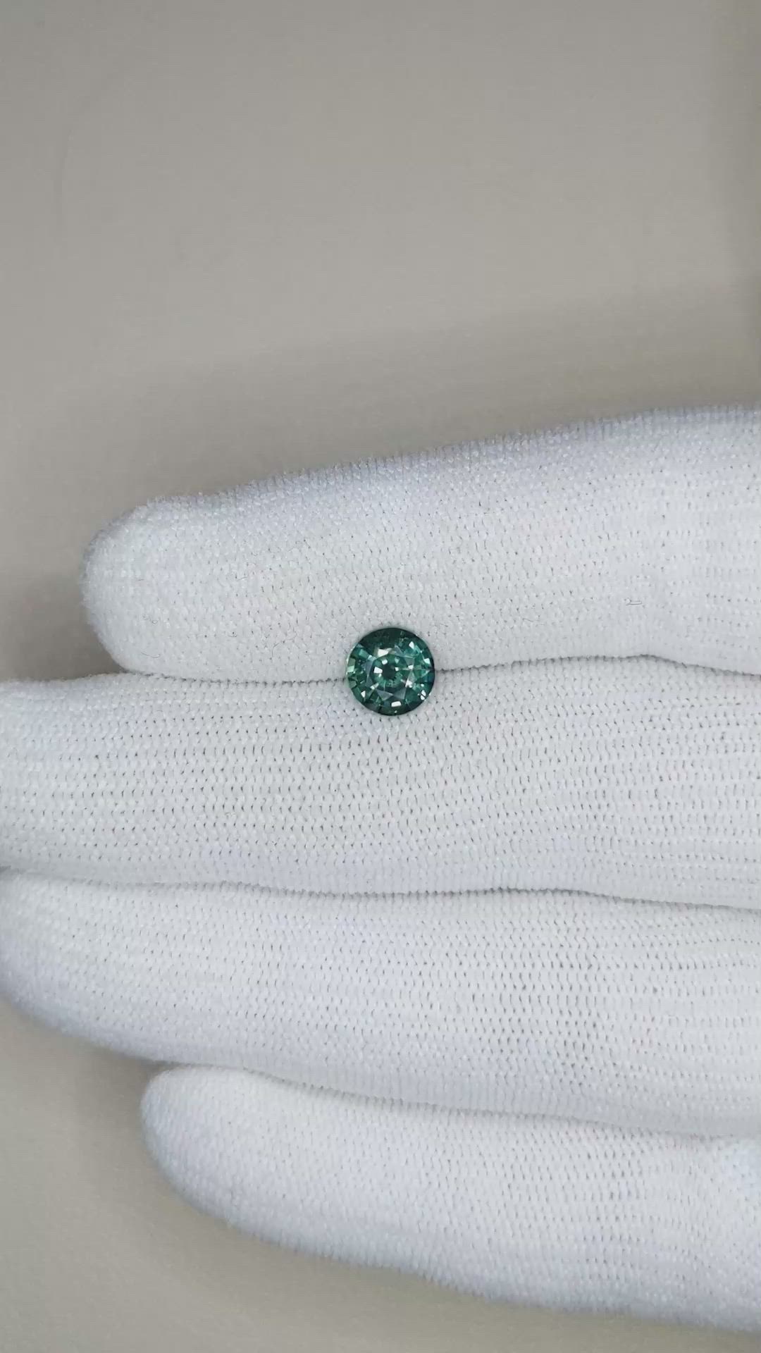 1.54 Ct. Bluish Green Sapphire from Madagascar Size Video