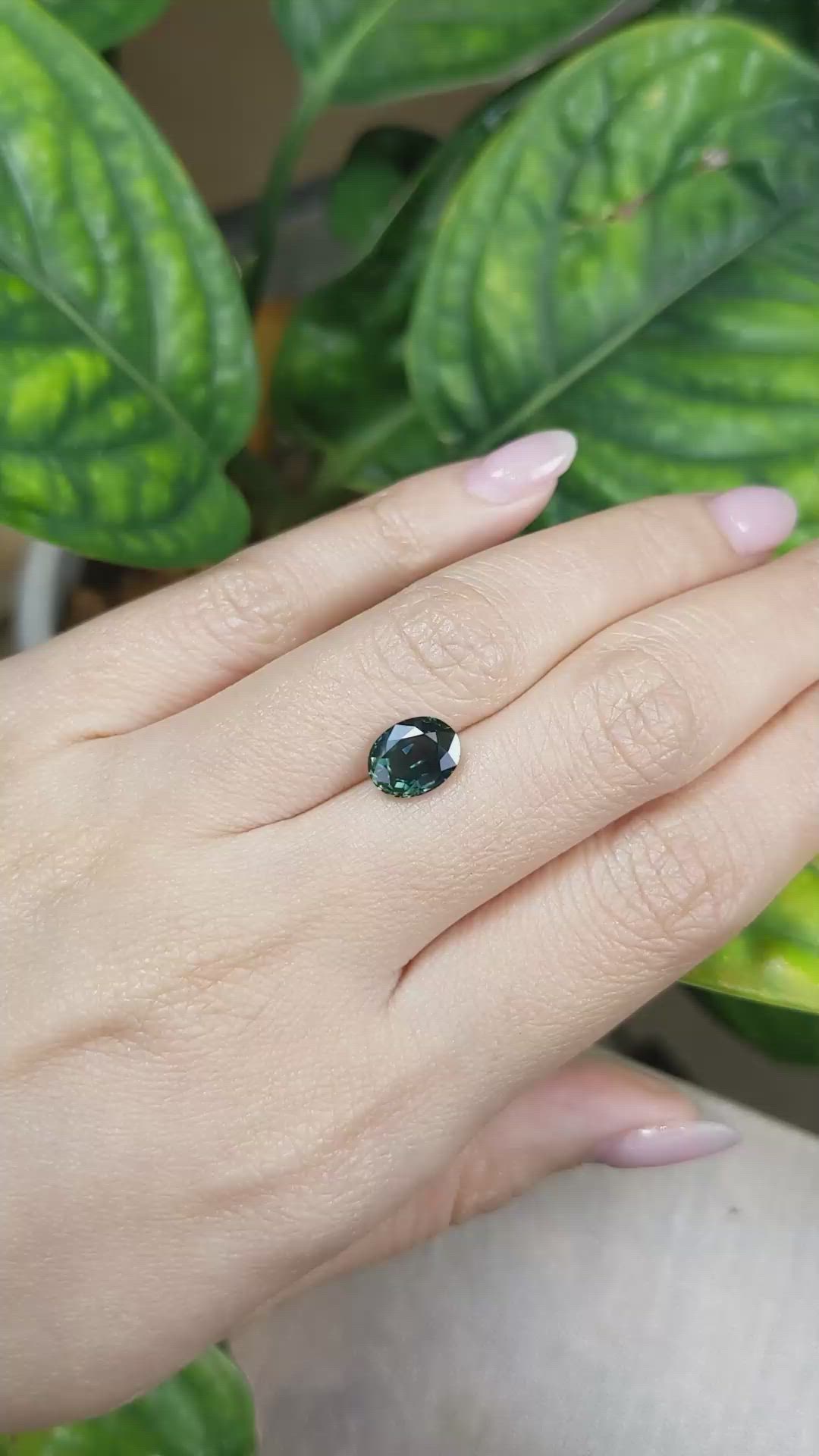 2.20 Ct. Bluish Green Sapphire from Madagascar Size Video