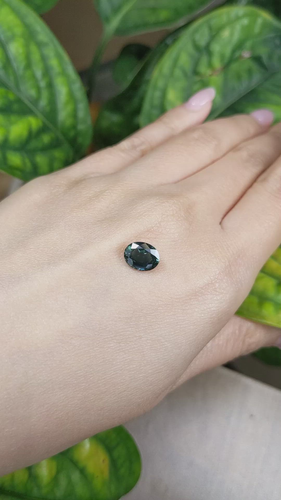 2.20 Ct. Bluish Green Sapphire from Madagascar Size Video