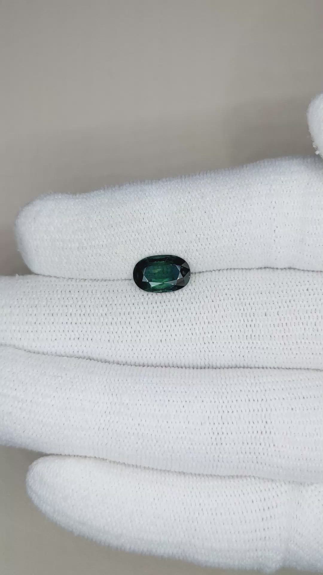 2.08 Ct. Bluish Green Sapphire from Madagascar Size Video