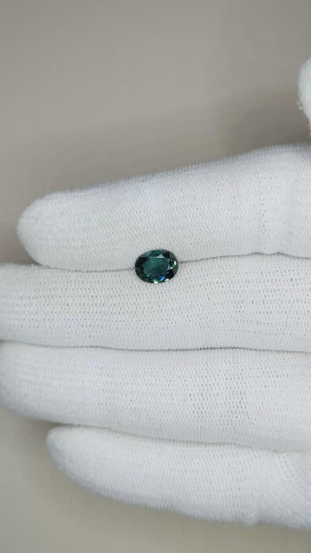 1.30 Ct. Bluish Green Sapphire from Madagascar Size Video