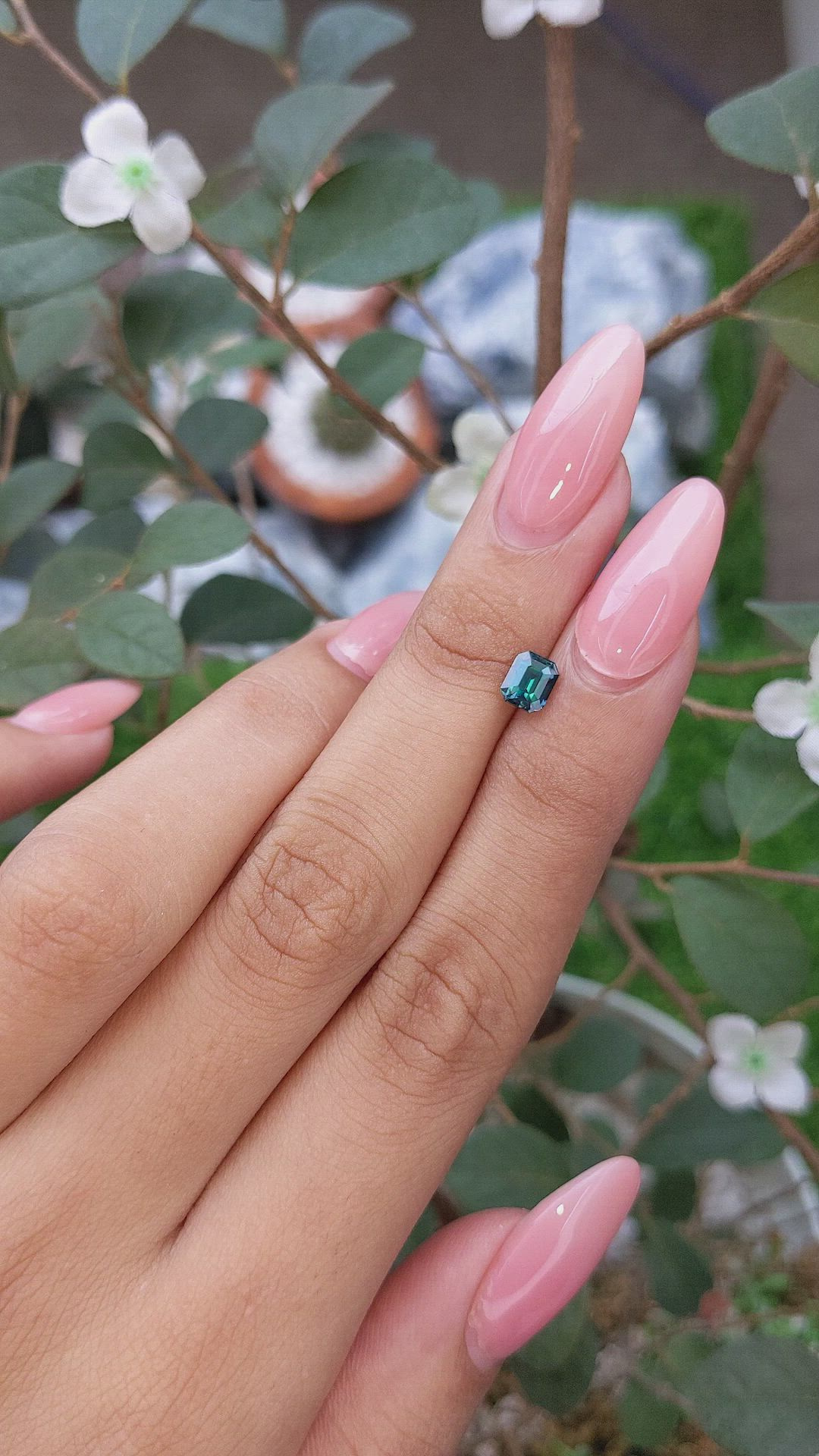 0.95 Ct. Bluish Green Sapphire from Africa Size Video