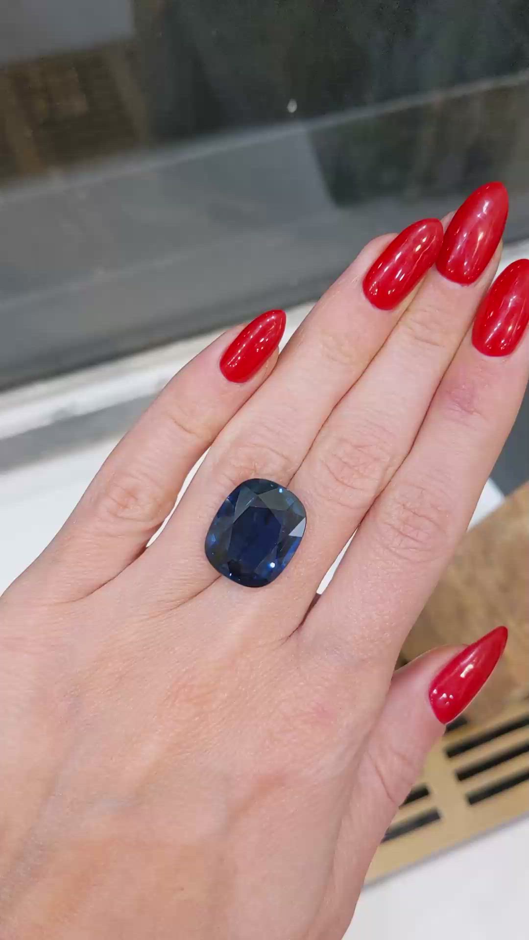 18.62 Ct. Blue Sapphire from Madagascar Size Video