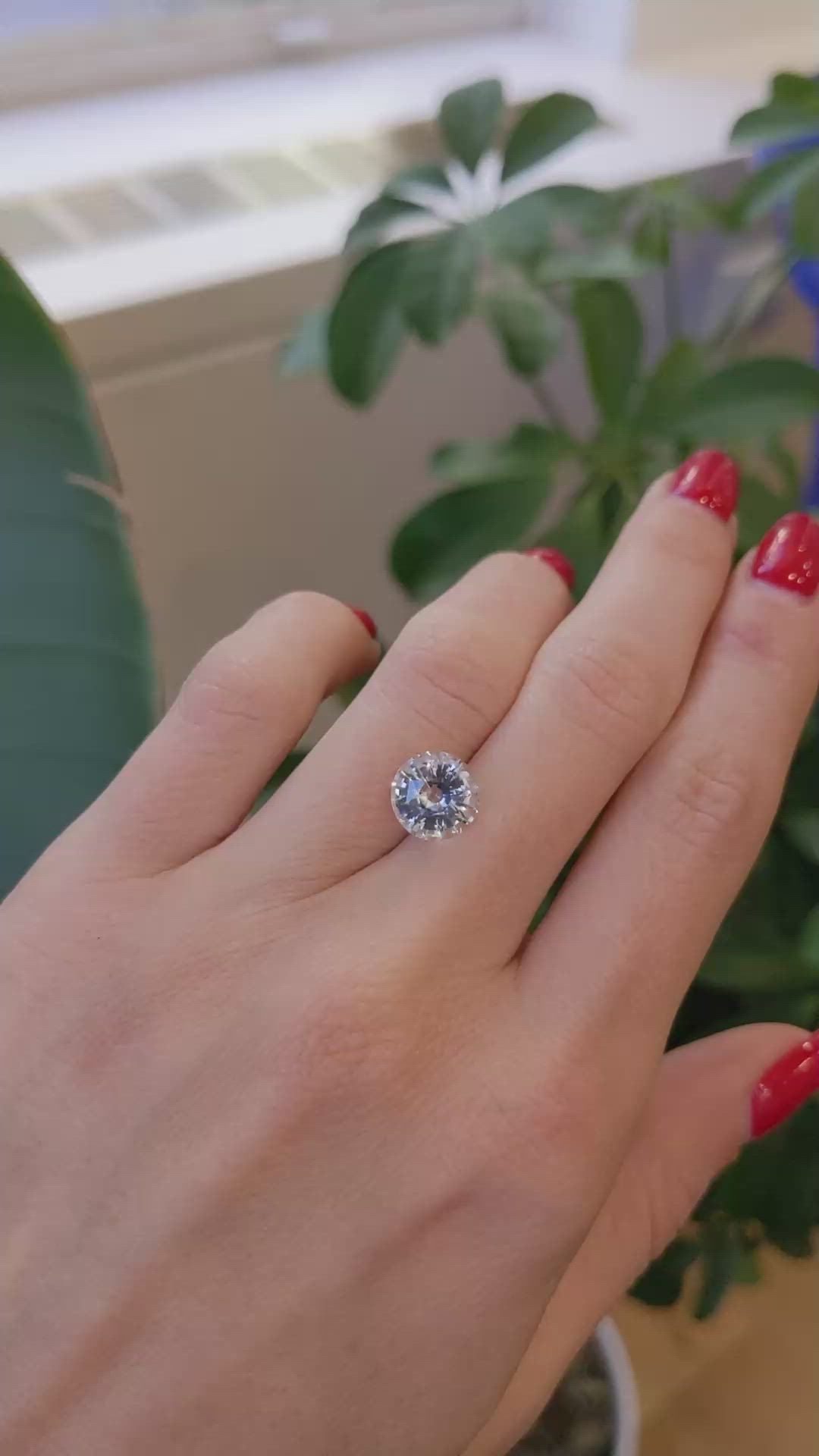 3.56 Ct. White Sapphire from Ceylon (Sri Lanka) Size Video