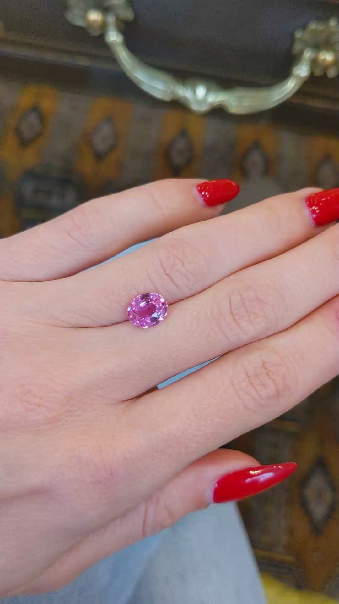2.10 Ct. Pink Sapphire from Ceylon (Sri Lanka) Size Video
