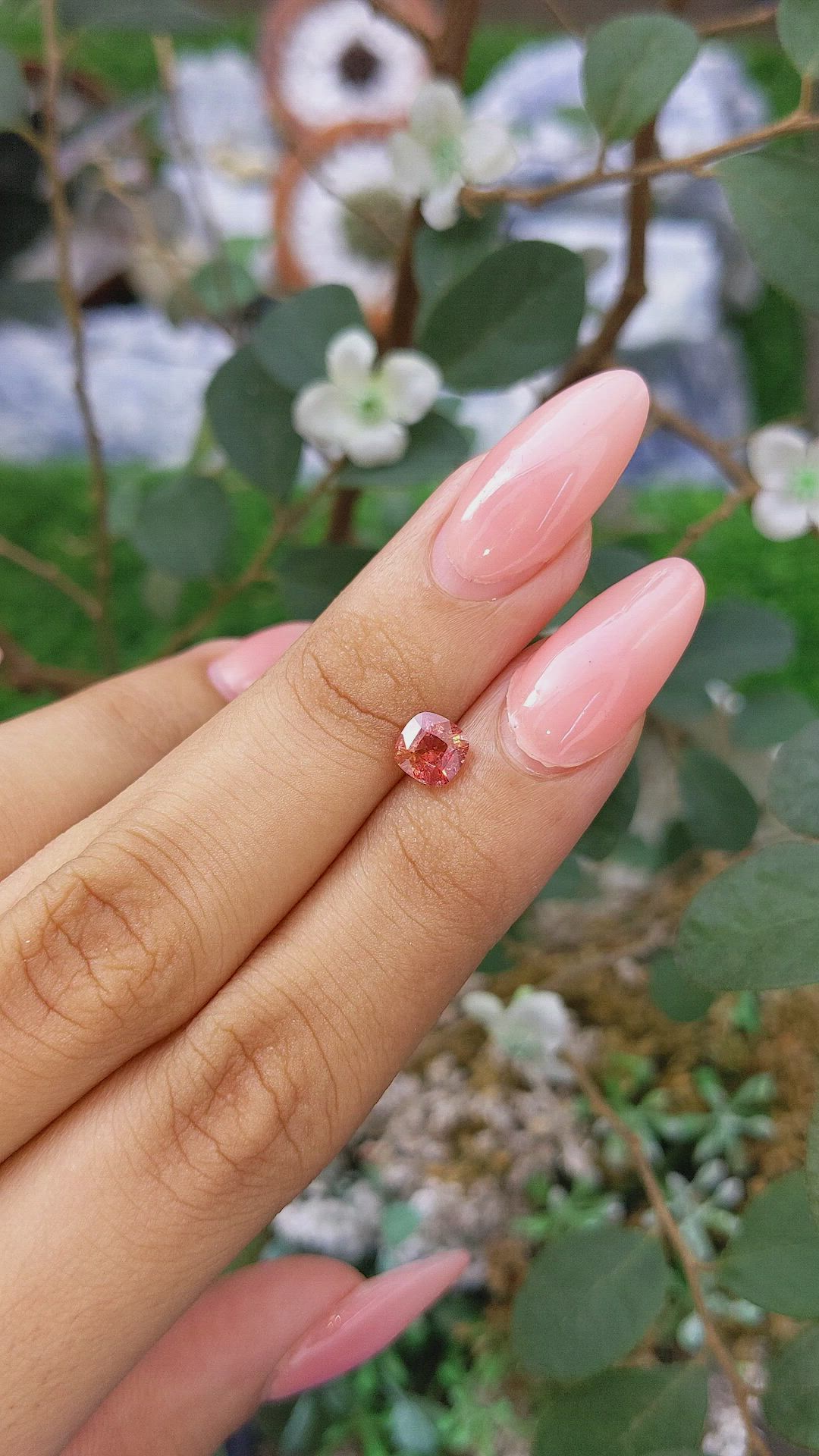 0.95 Ct. Orange Sapphire from Ceylon (Sri Lanka) Size Video