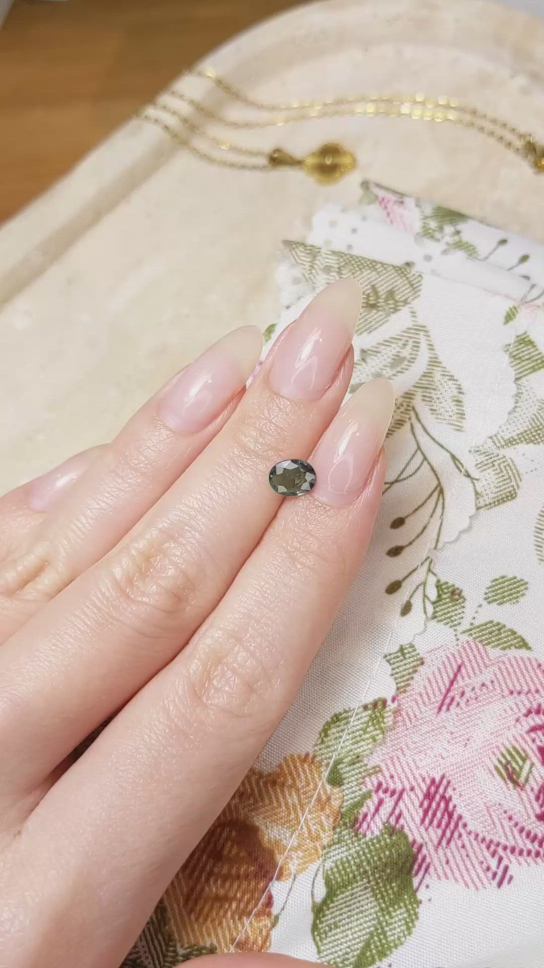 0.97 Ct. Bluish Green Sapphire from Madagascar Size Video