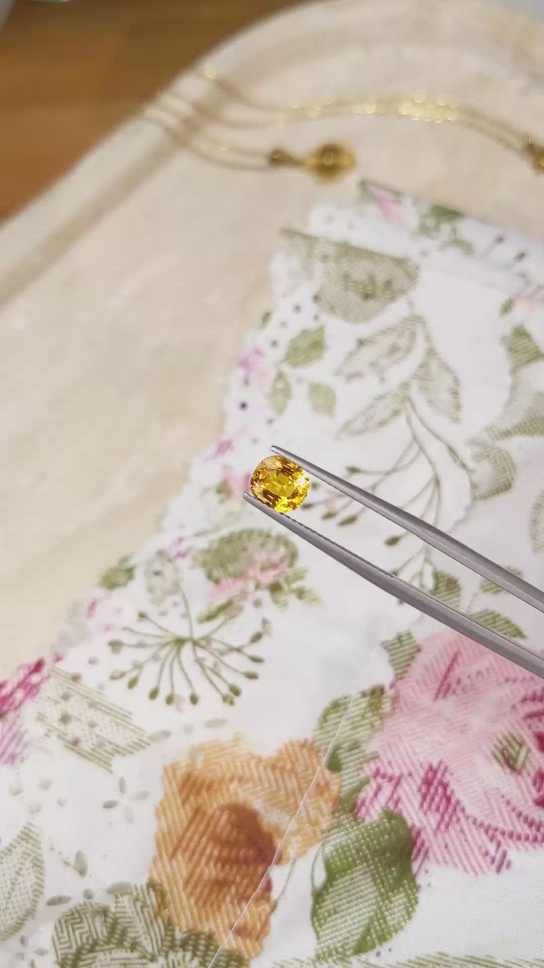 1.41 Ct. Orangish Yellow Sapphire from Madagascar Size Video