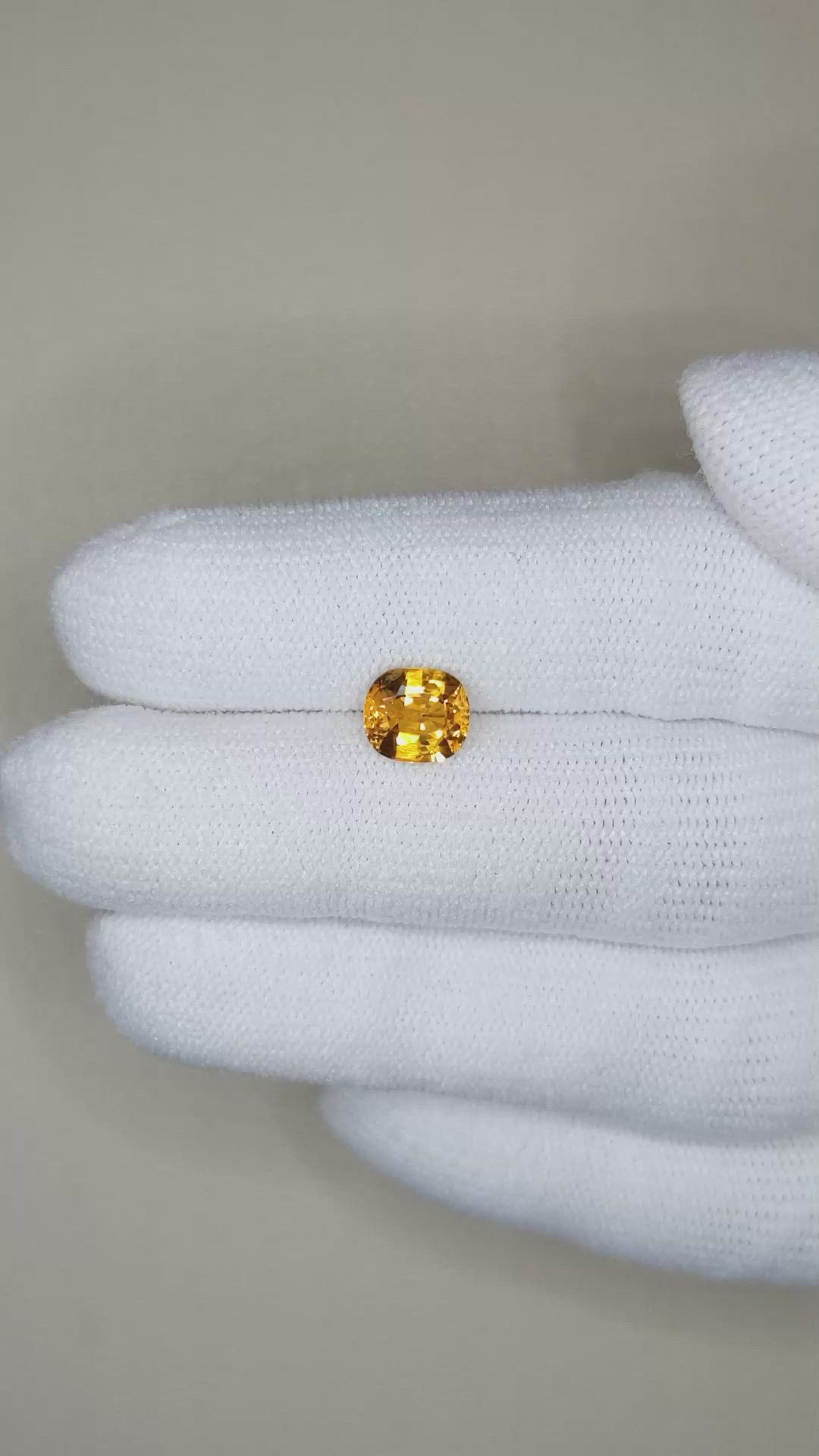 1.41 Ct. Orangish Yellow Sapphire from Madagascar Size Video