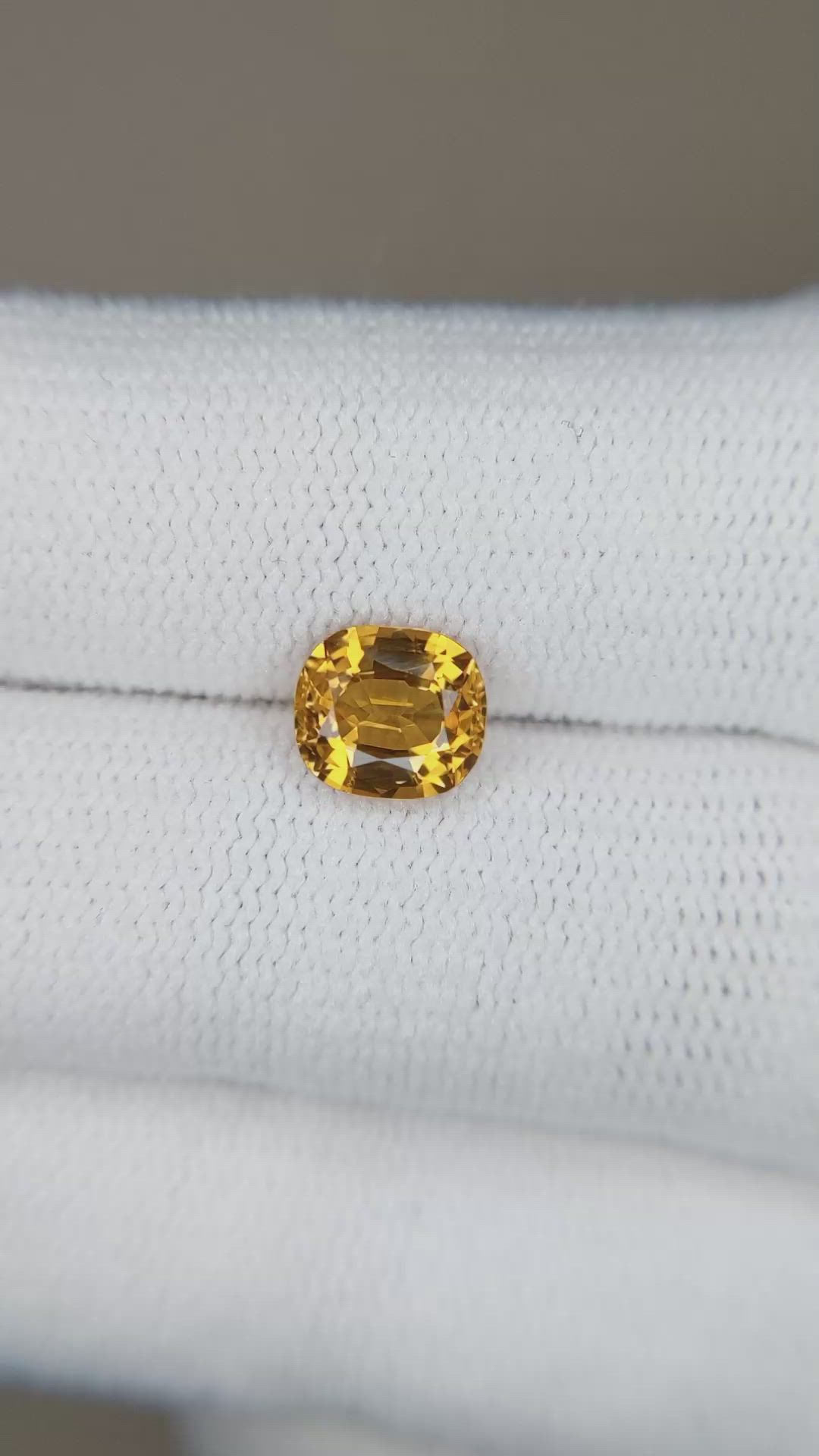1.41 Ct. Orangish Yellow Sapphire from Madagascar Size Video