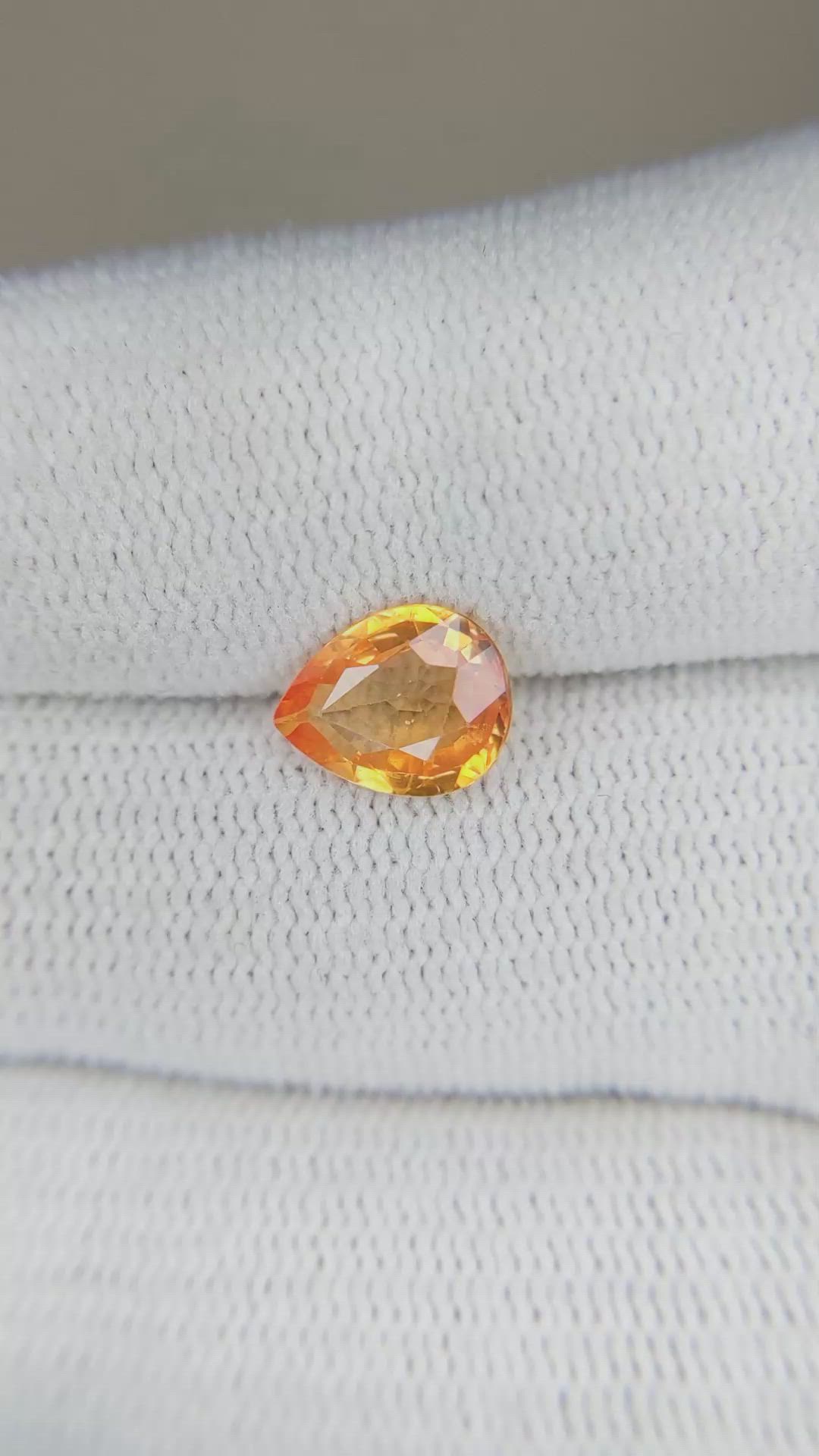 1.68 Ct. Yellowish Orange Sapphire from Madagascar Size Video