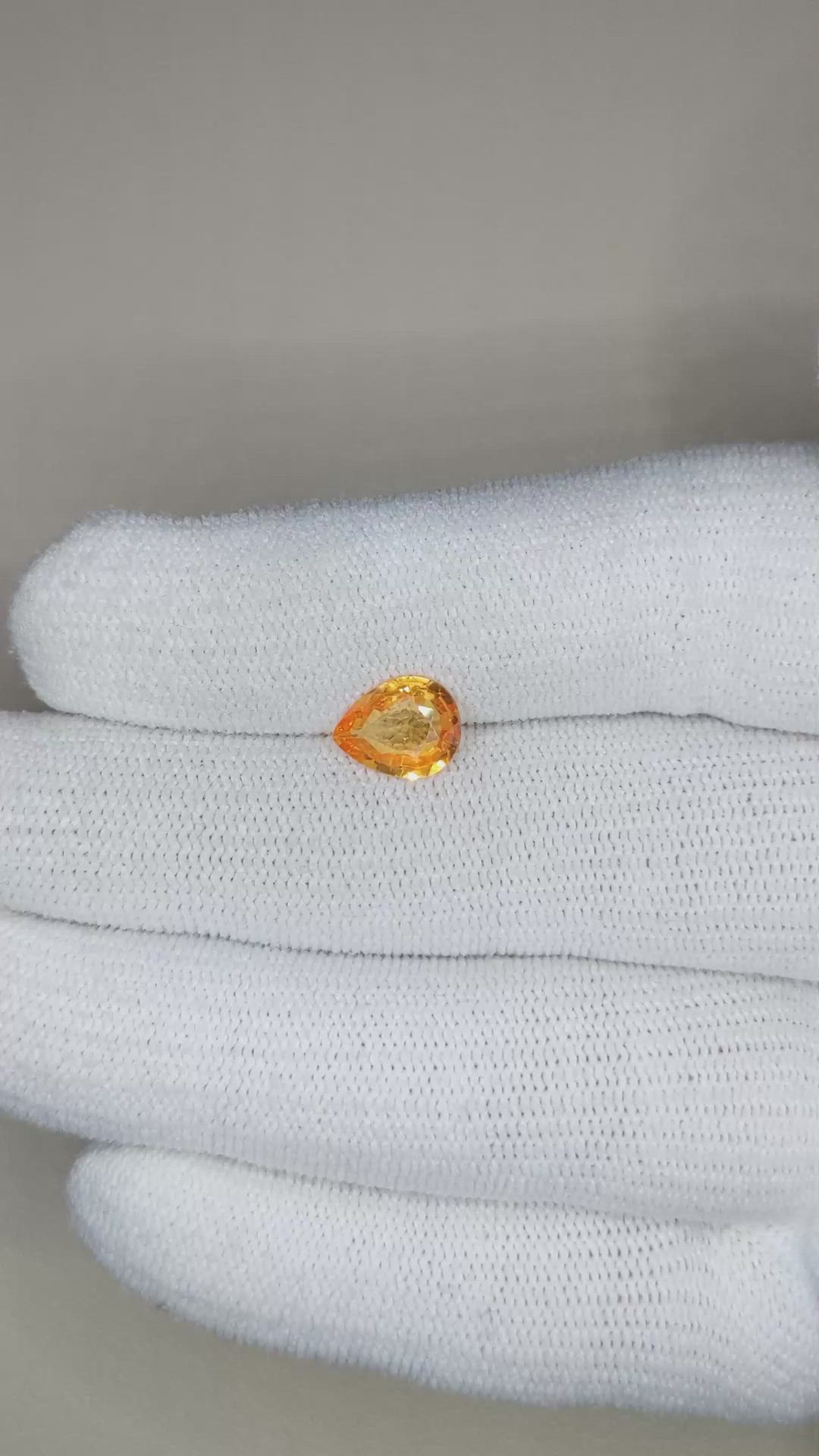 1.68 Ct. Yellowish Orange Sapphire from Madagascar Size Video