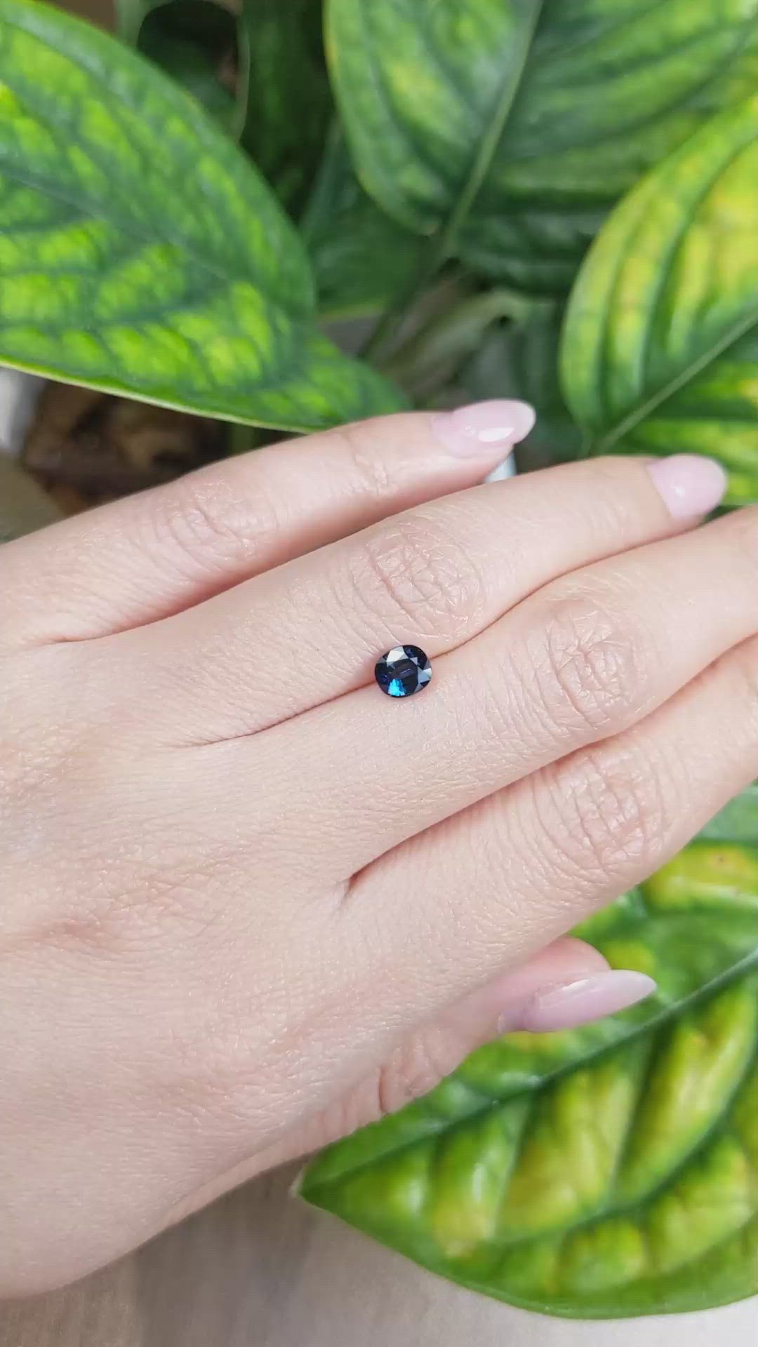 0.91 Ct. Greenish Blue Sapphire from Ceylon (Sri Lanka) Size Video
