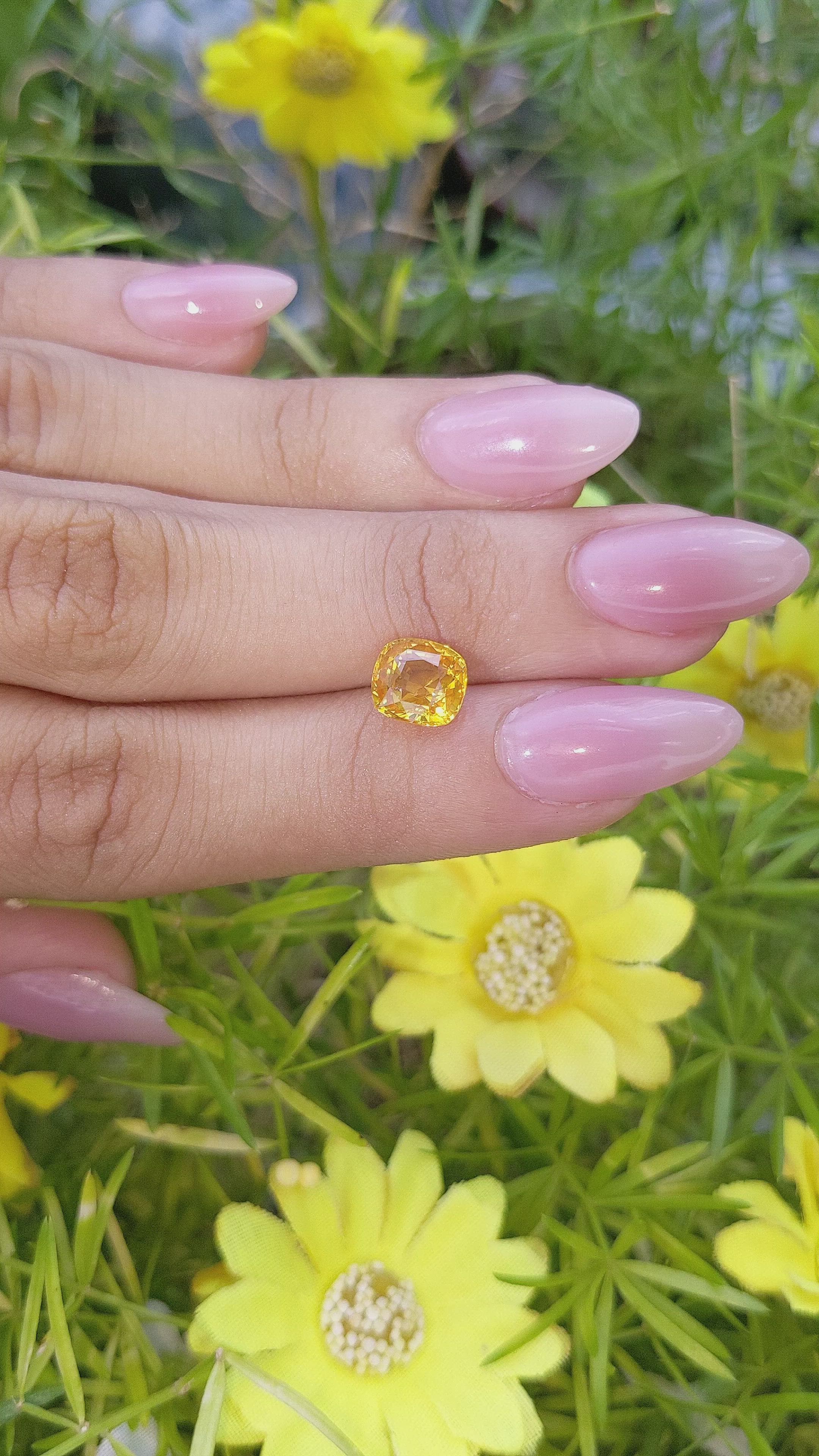 2.60 Ct. Orangish Yellow Sapphire from Ceylon (Sri Lanka) Size Video