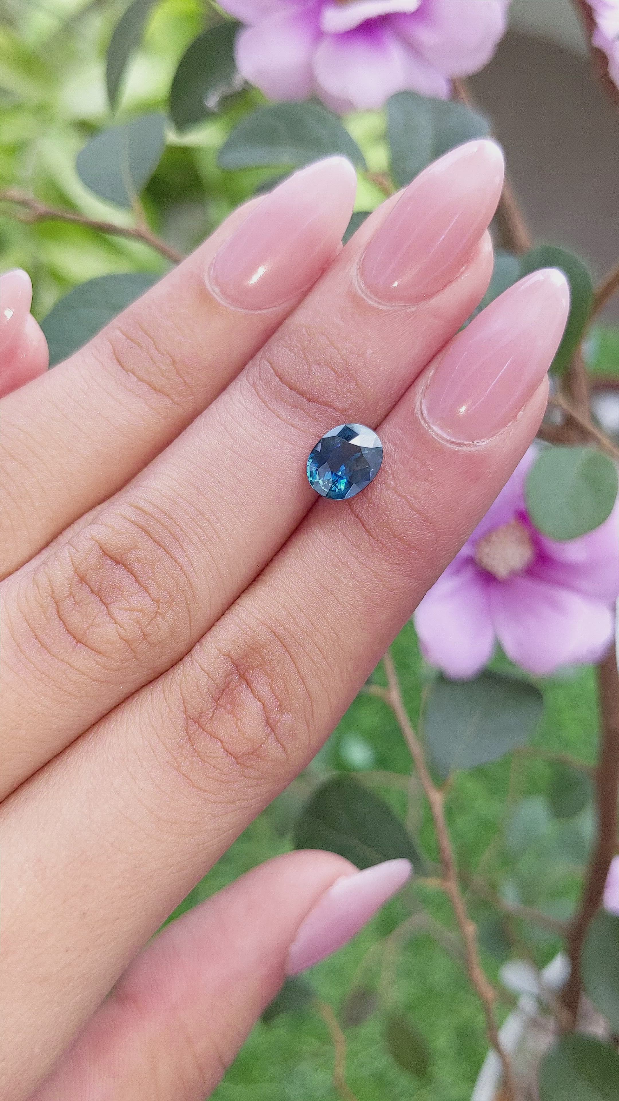 1.79 Ct. Greenish Blue Sapphire from Madagascar Size Video