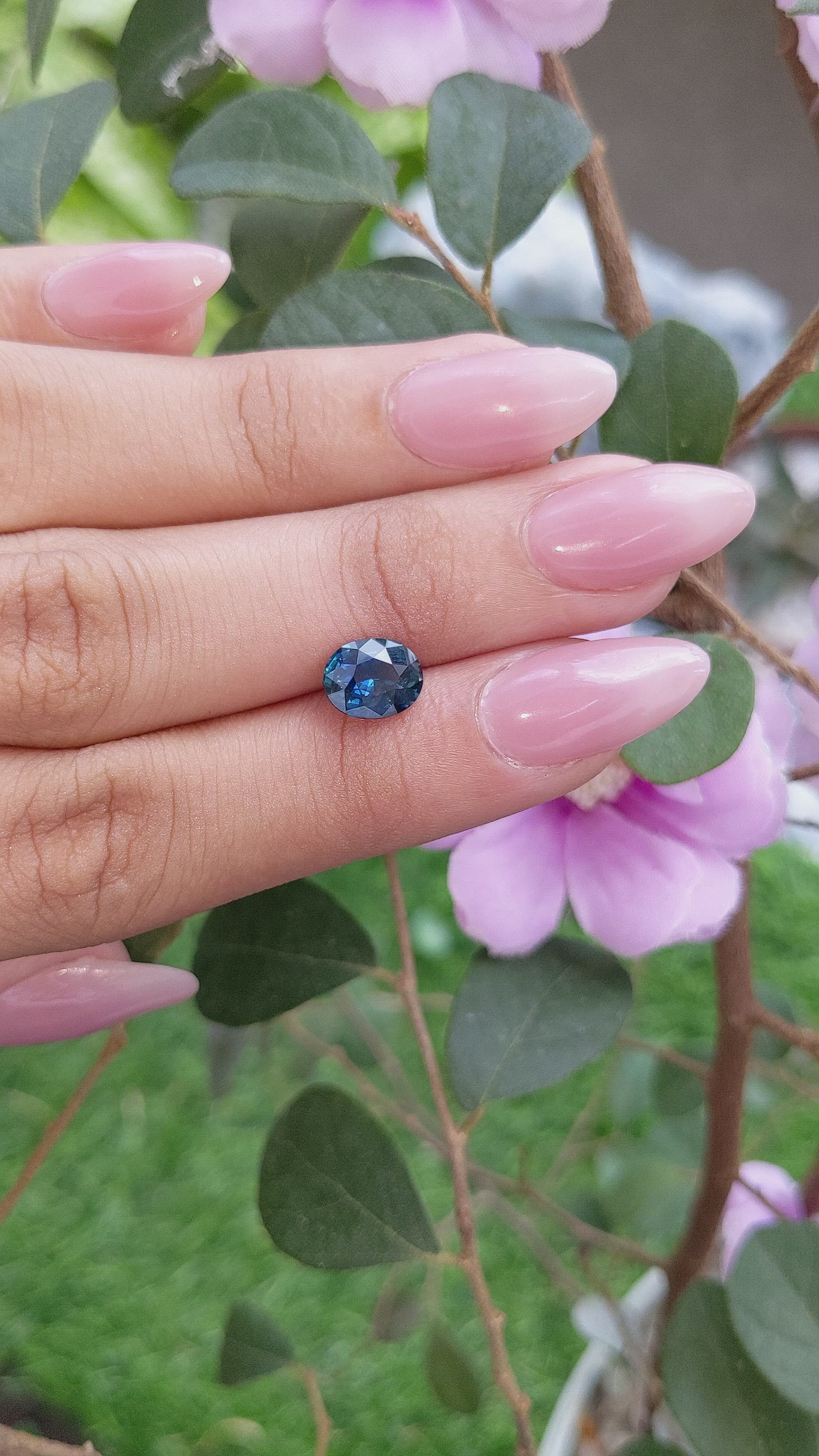 1.79 Ct. Greenish Blue Sapphire from Madagascar Size Video