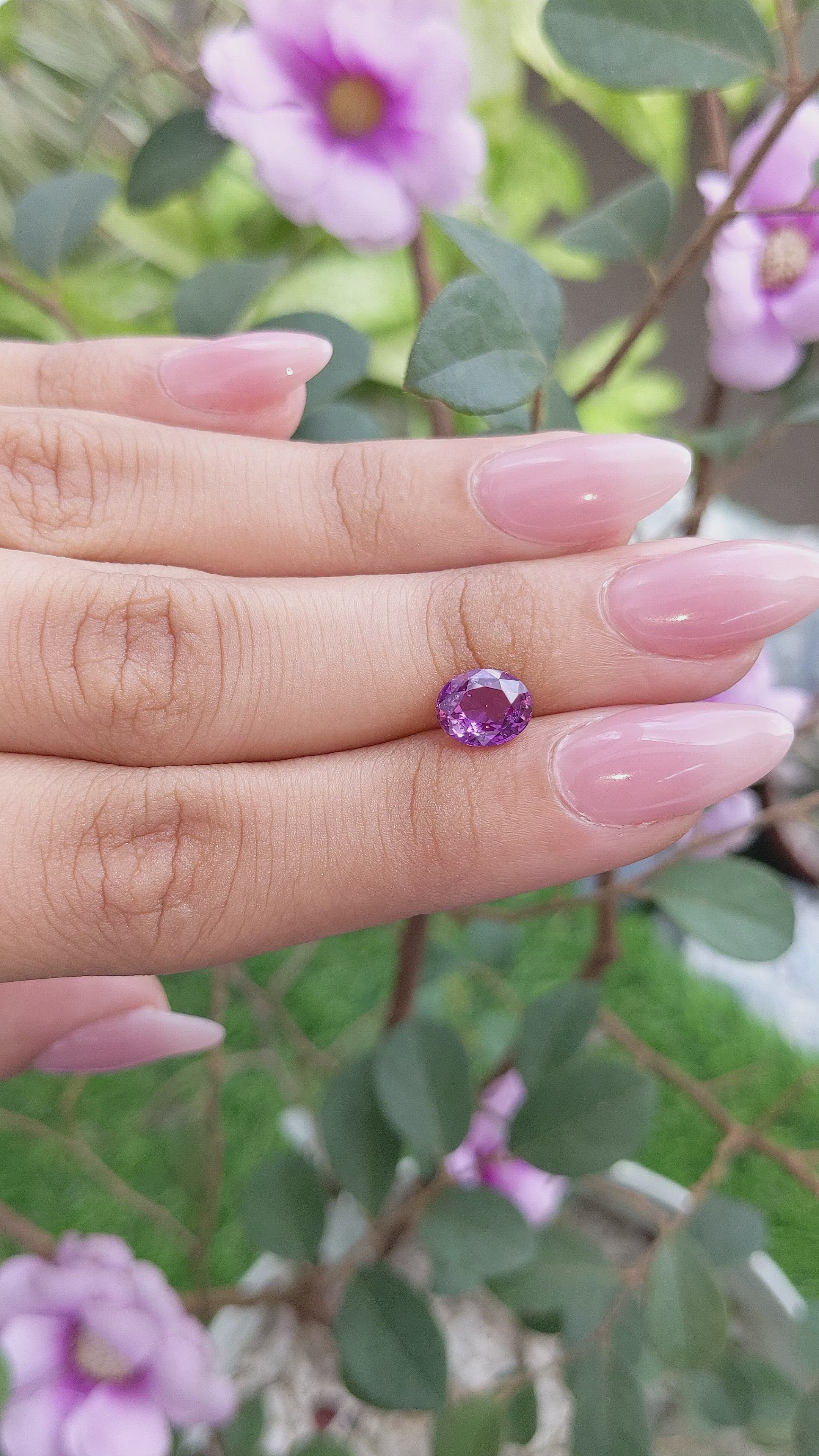 2.07 Ct. Purple Sapphire from Madagascar Size Video