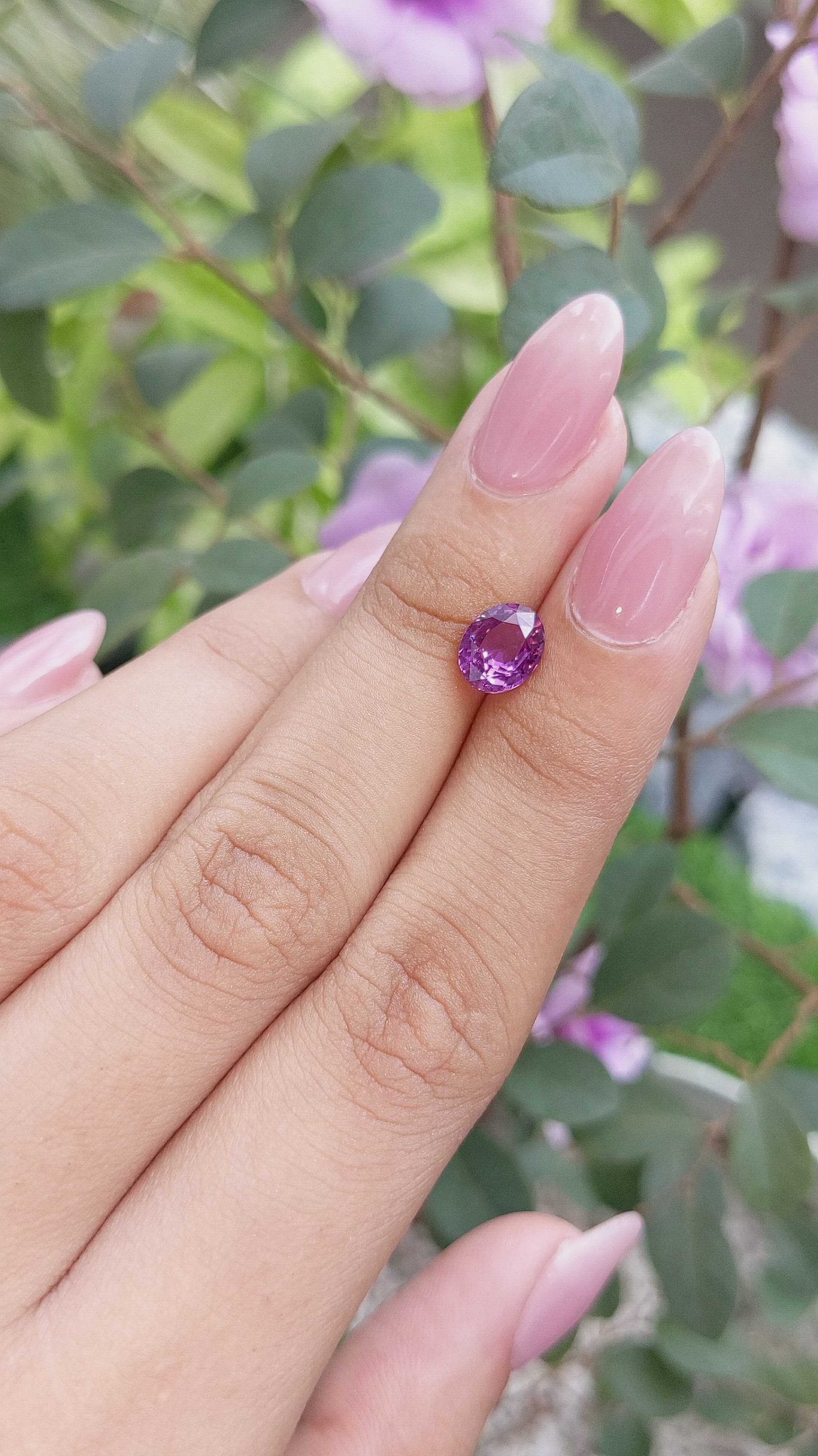 2.07 Ct. Purple Sapphire from Madagascar Size Video