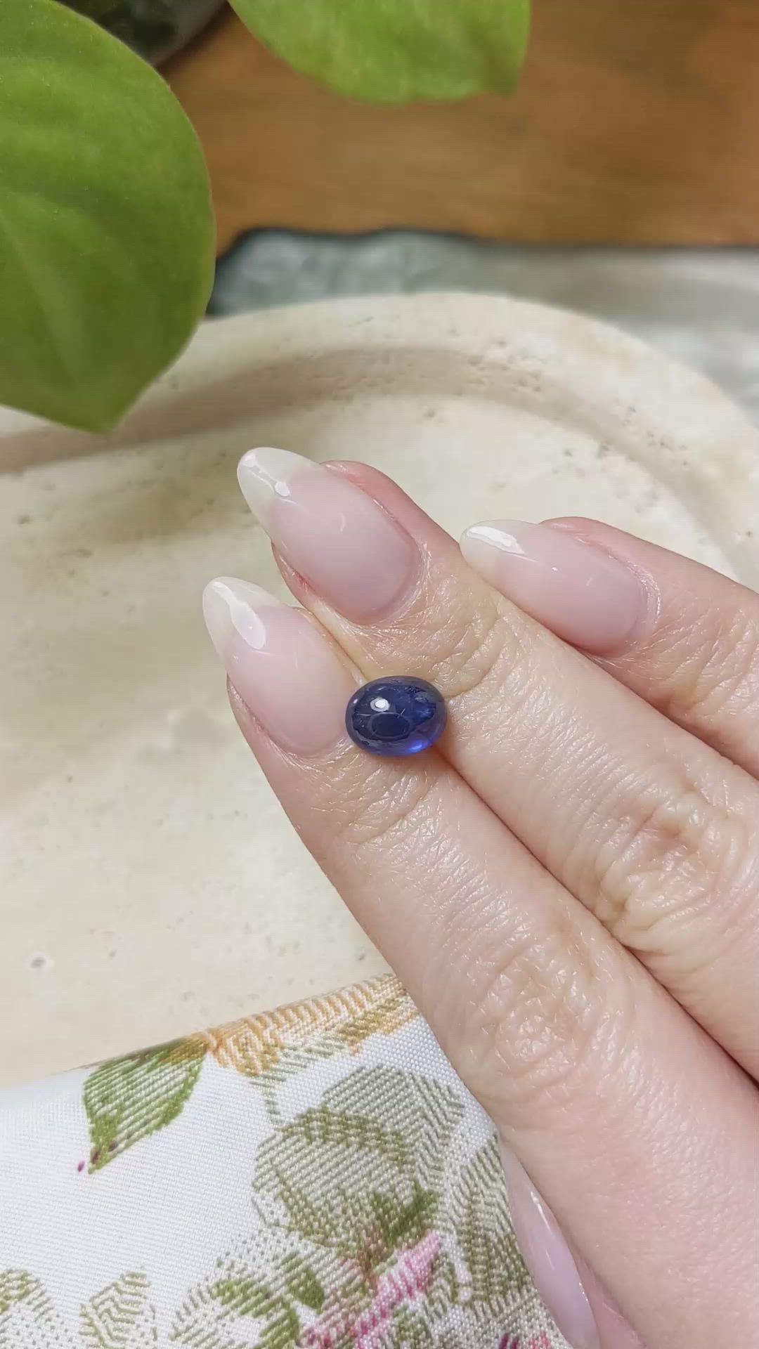 3.19 Ct. Blue Cabochon Sapphire from Ceylon (Sri Lanka) Size Video