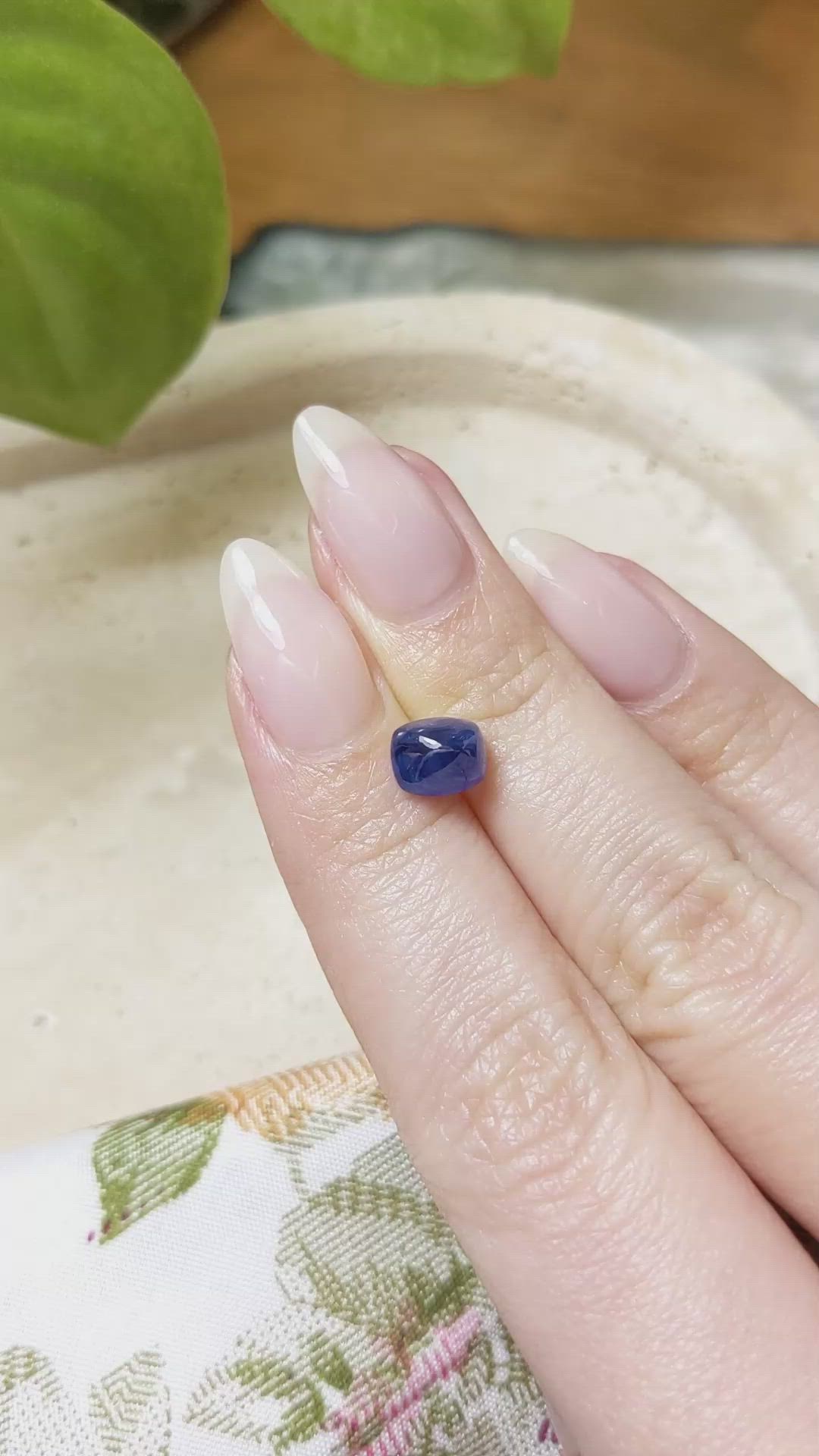 2.63 Ct. Blue Cabochon Sapphire from Ceylon (Sri Lanka) Size Video