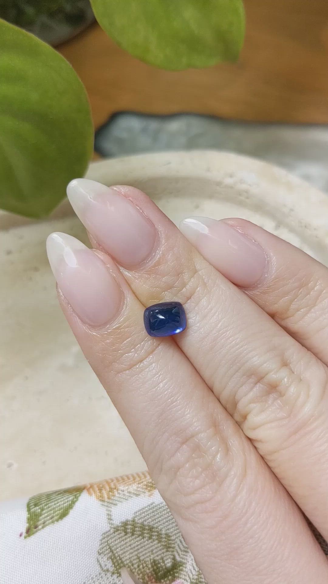 2.02 Ct. Blue Cabochon Sapphire from Ceylon (Sri Lanka) Size Video