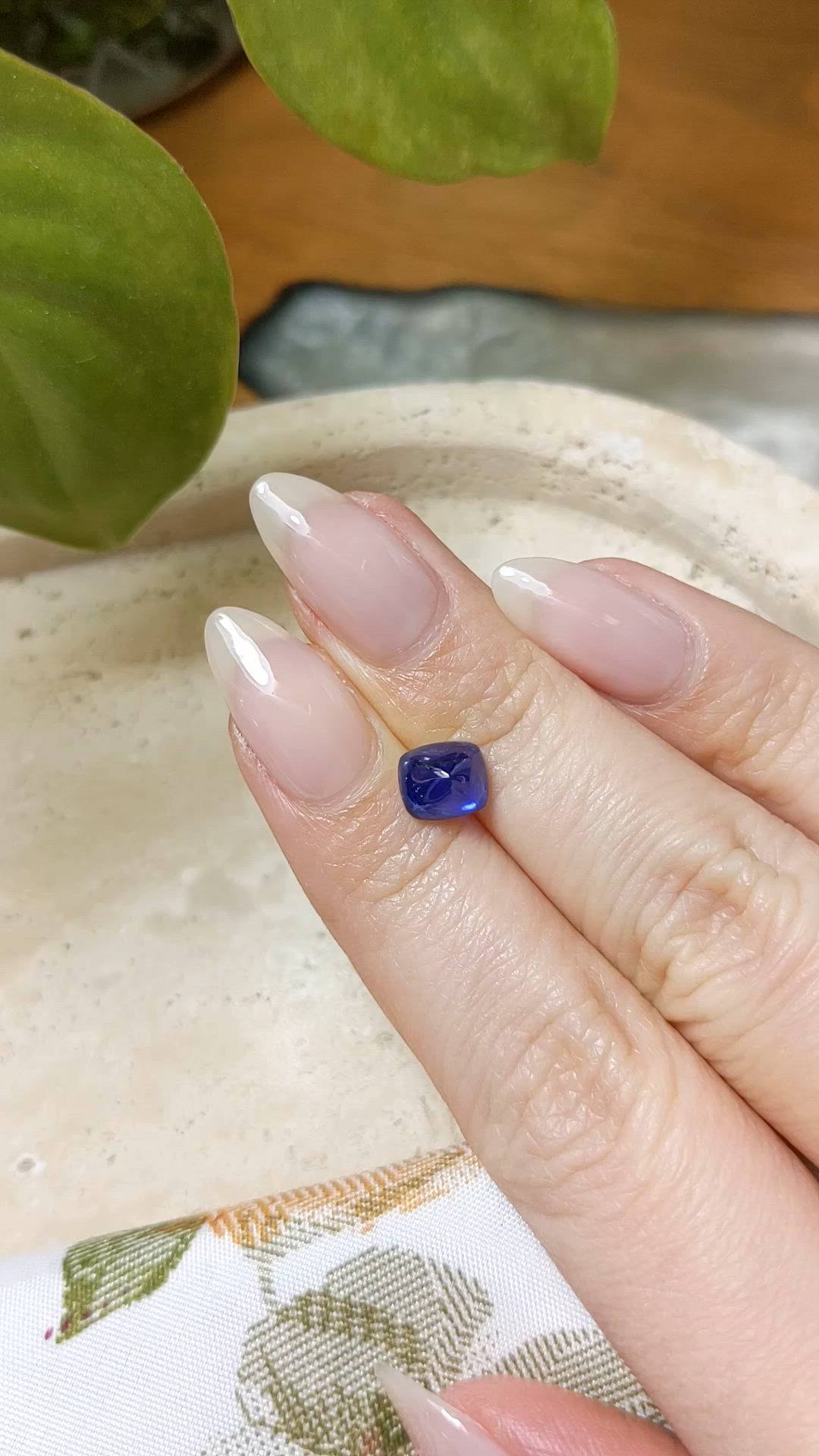 2.21 Ct. Blue Cabochon Sapphire from Ceylon (Sri Lanka) Size Video