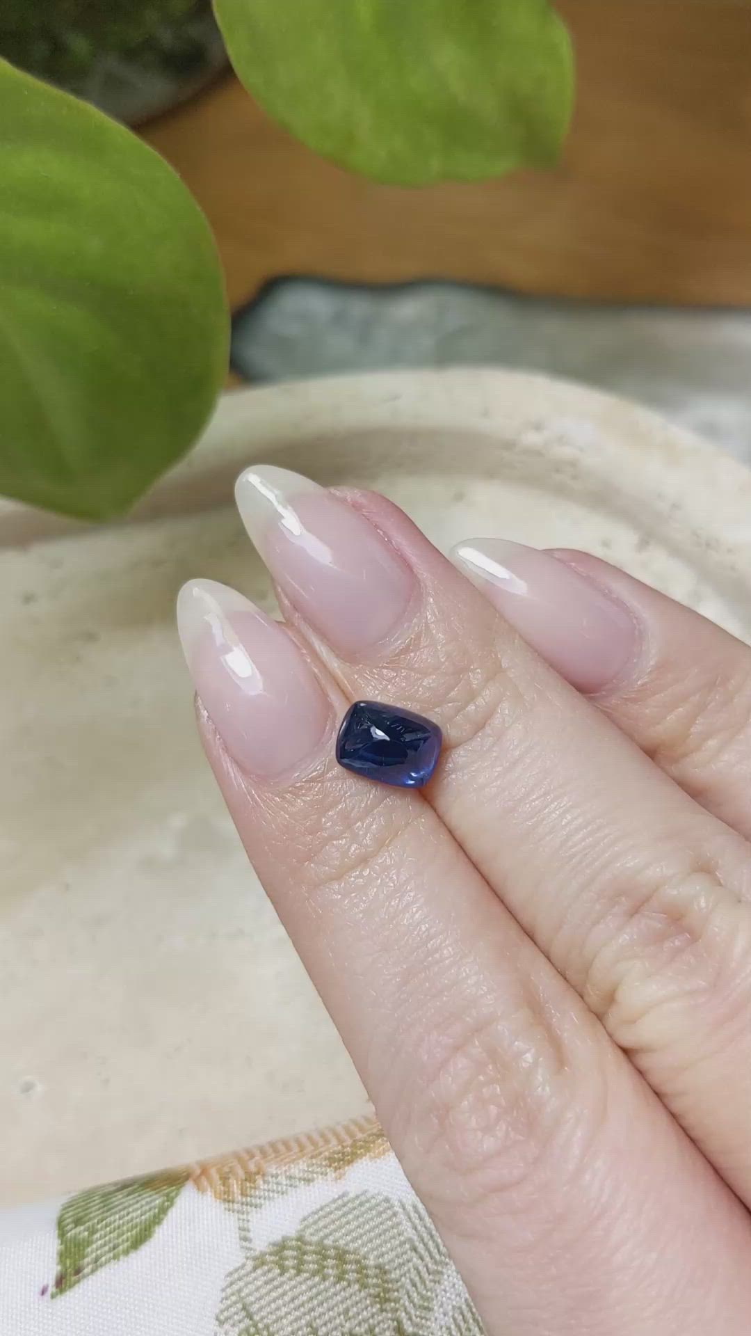 2.59 Ct. Blue Cabochon Sapphire from Ceylon (Sri Lanka) Size Video