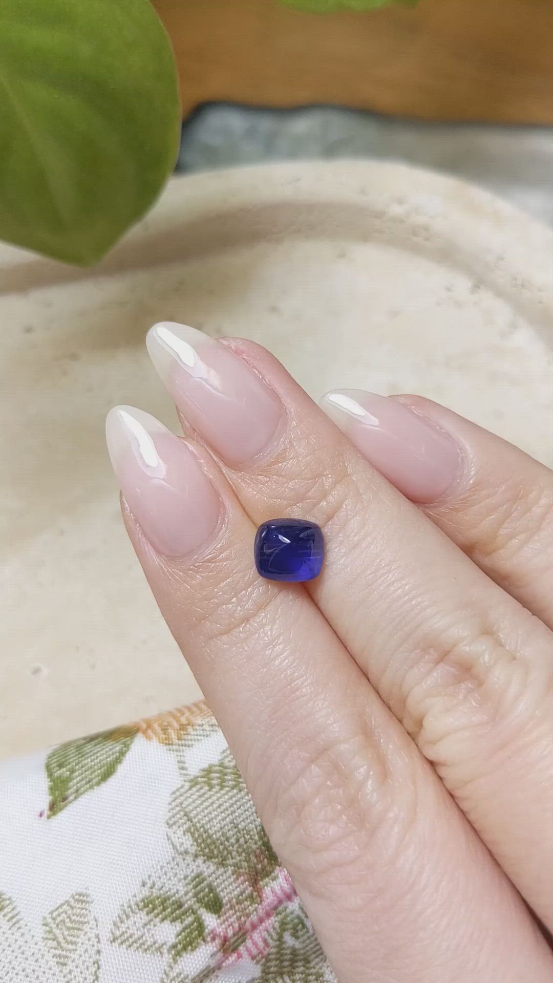 2.55 Ct. Blue Cabochon Sapphire from Ceylon (Sri Lanka) Size Video