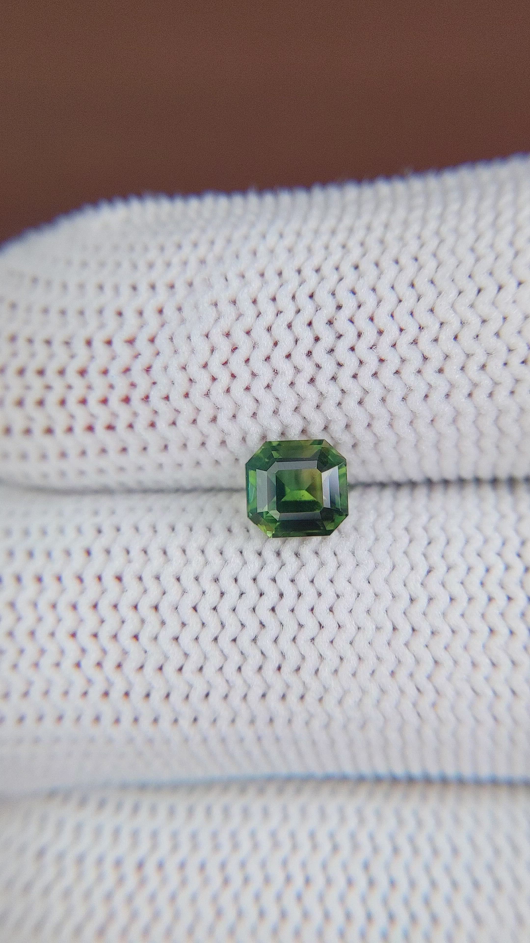 1.08 Ct. Yellowish Green Sapphire from Africa Size Video