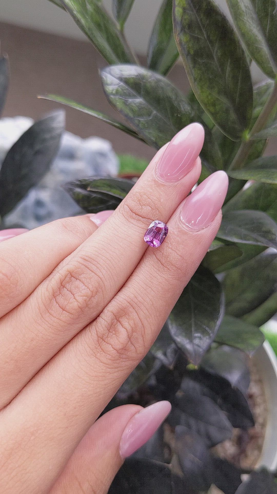 1.63 Ct. Pinkish Purple Sapphire from Madagascar Size Video