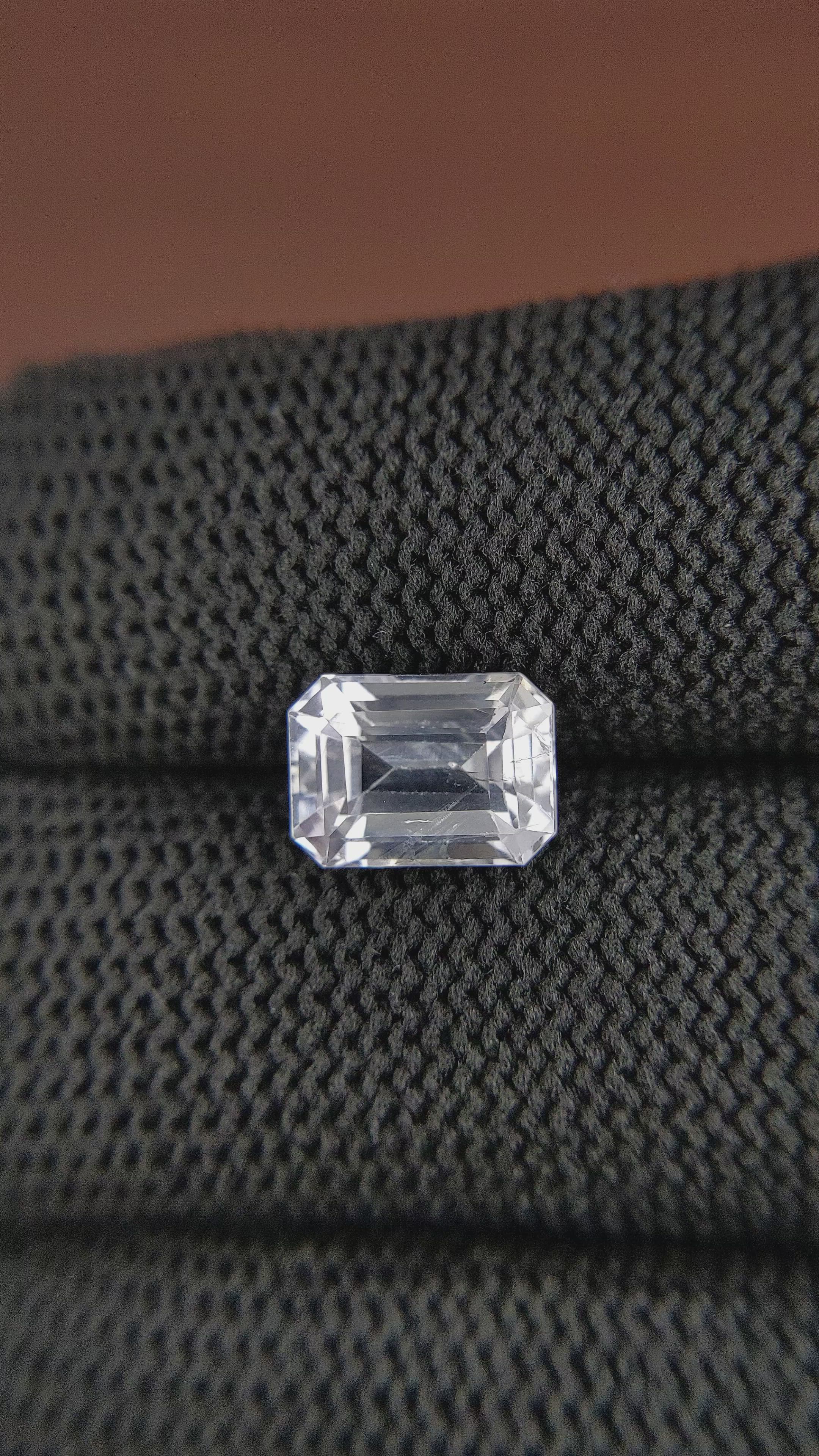 3.35 Ct. White Sapphire from Ceylon (Sri Lanka) Size Video