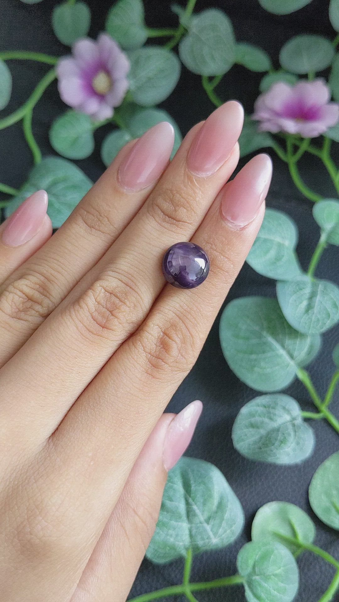 9.21 Ct. Purple Star Sapphire from Ceylon (Sri Lanka) Size Video