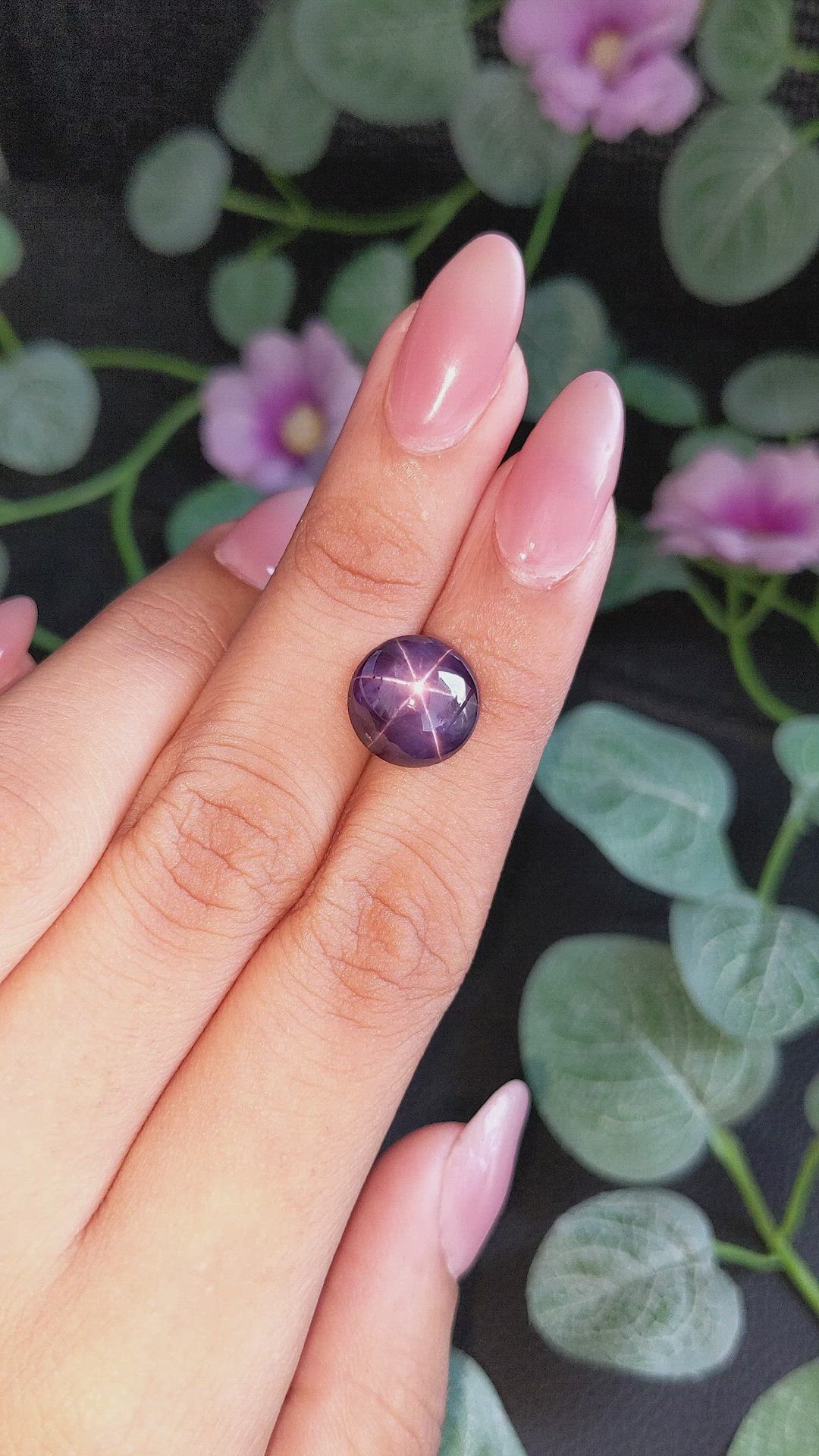 9.21 Ct. Purple Star Sapphire from Ceylon (Sri Lanka) Size Video