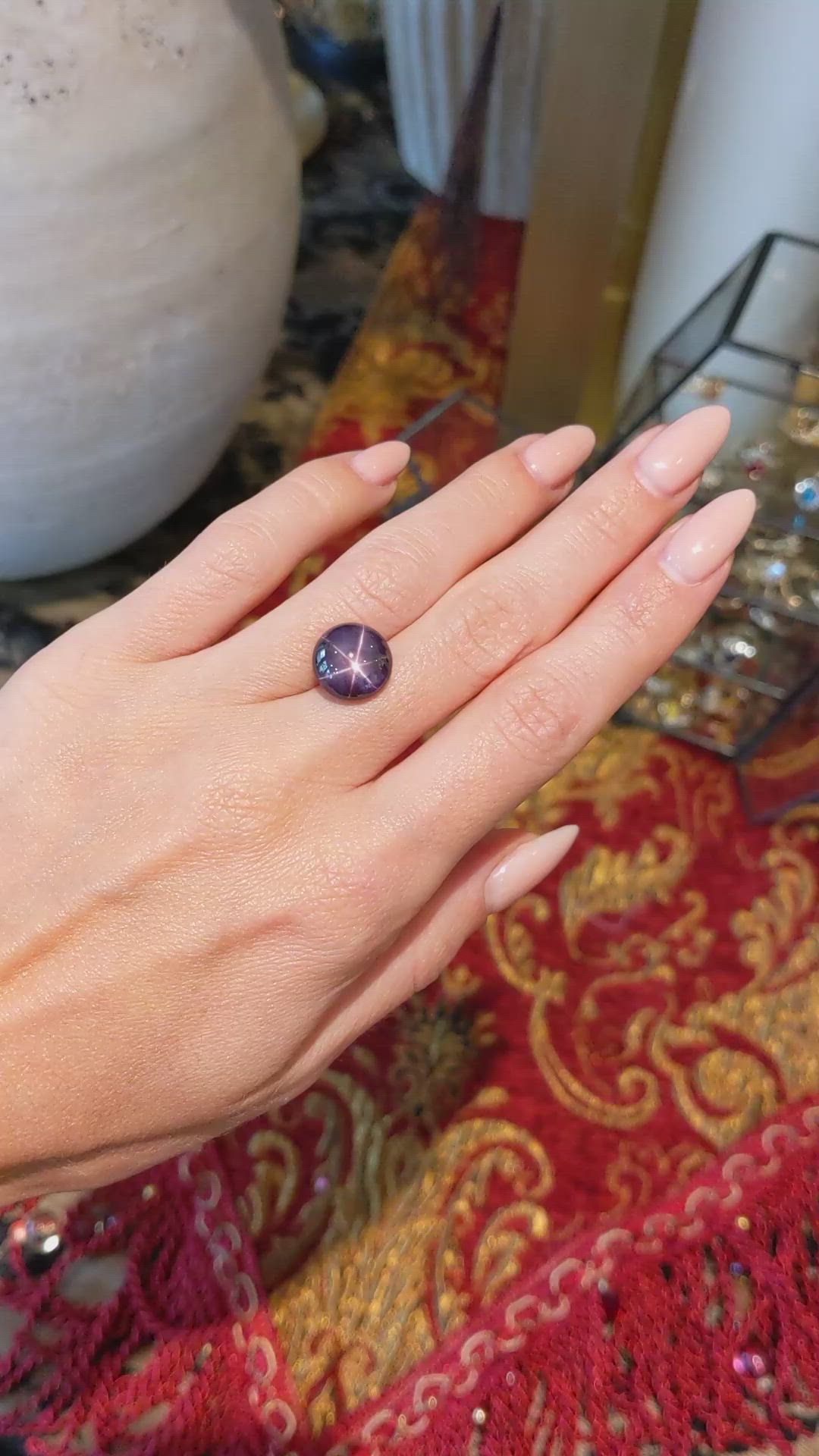 9.21 Ct. Purple Star Sapphire from Ceylon (Sri Lanka) Size Video