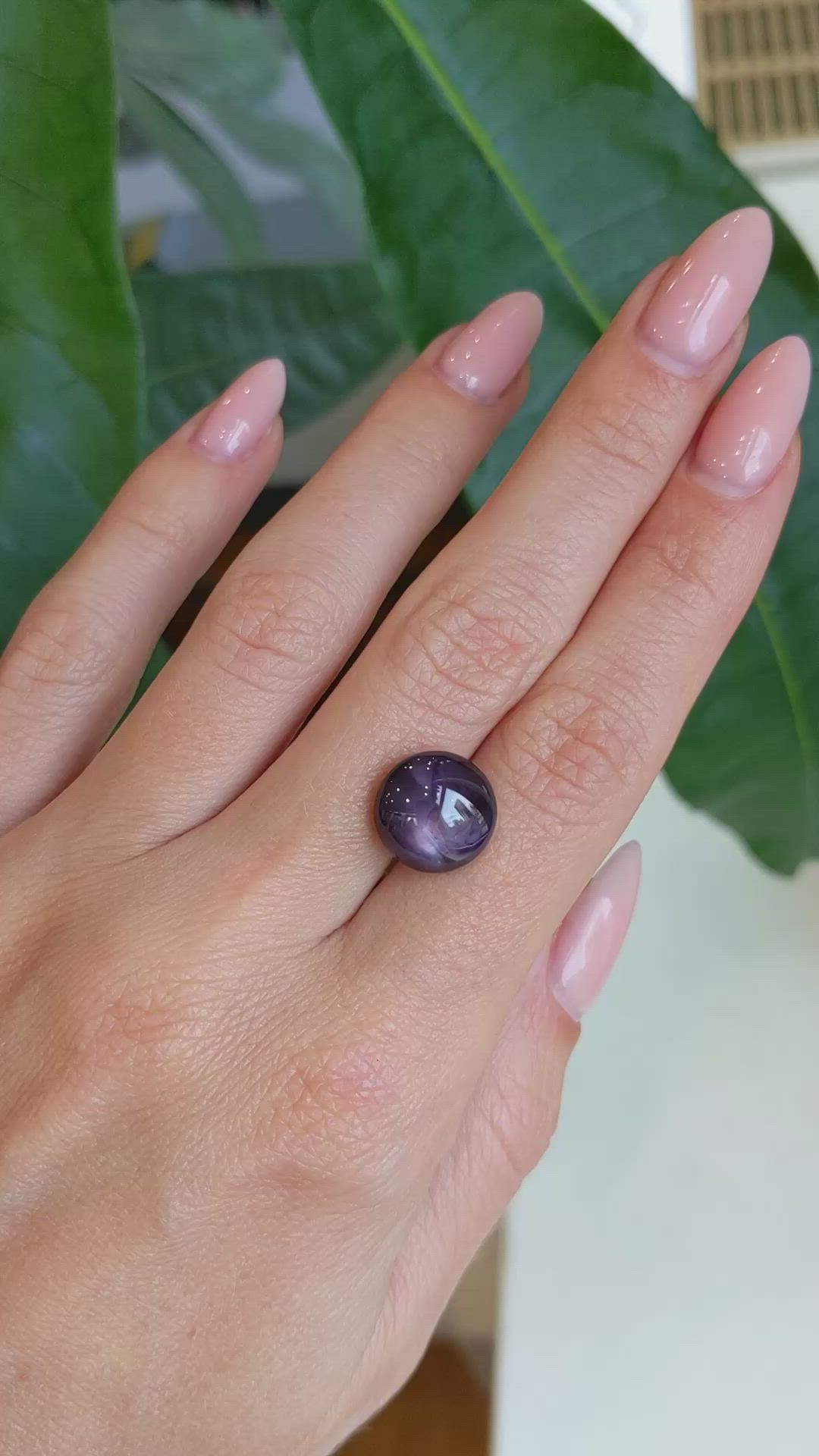 9.21 Ct. Purple Star Sapphire from Ceylon (Sri Lanka) Size Video