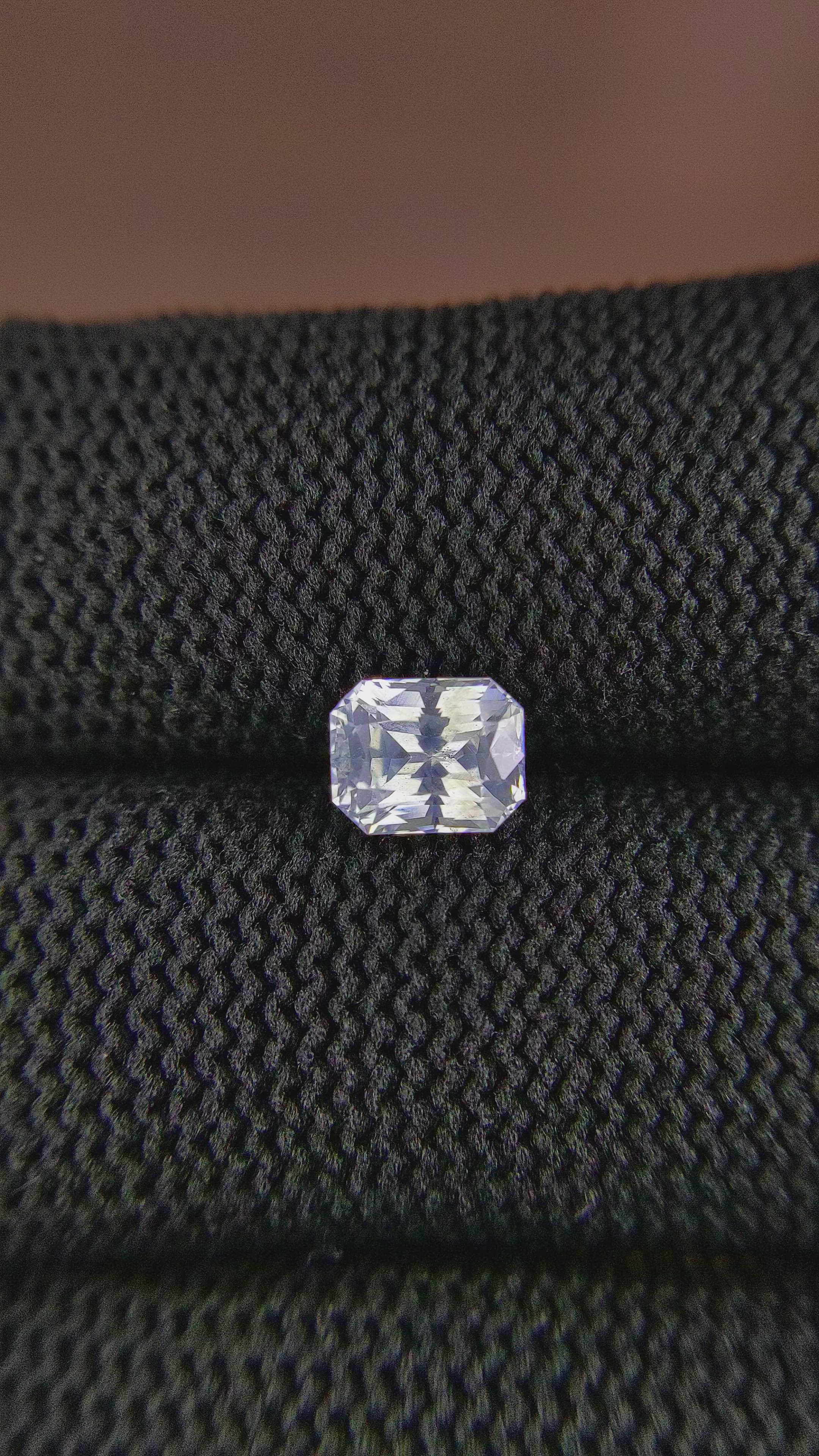 1.54 Ct. White Sapphire from Ceylon (Sri Lanka) Size Video