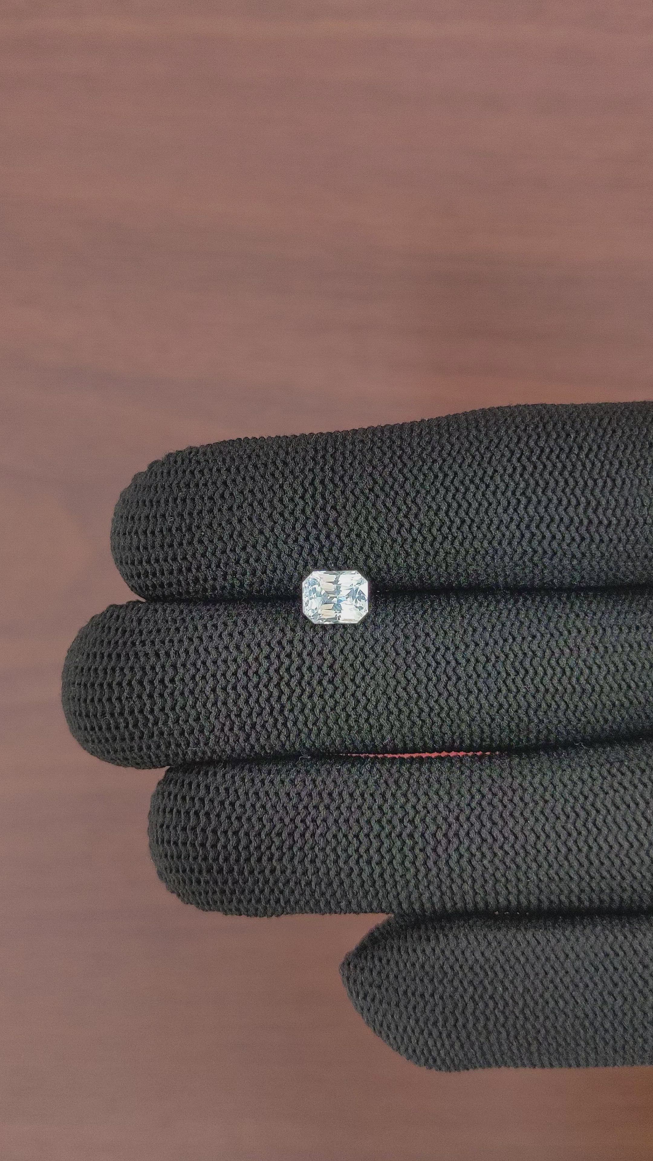 1.54 Ct. White Sapphire from Ceylon (Sri Lanka) Size Video