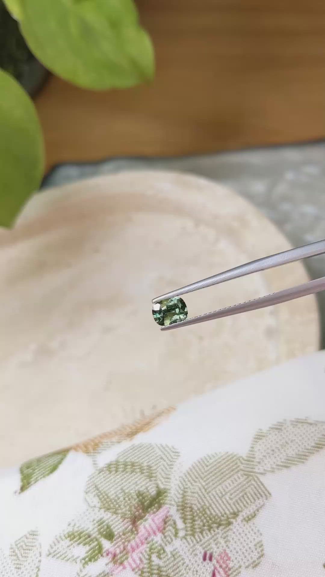 0.66 Ct. Bluish Green Sapphire from Madagascar Size Video