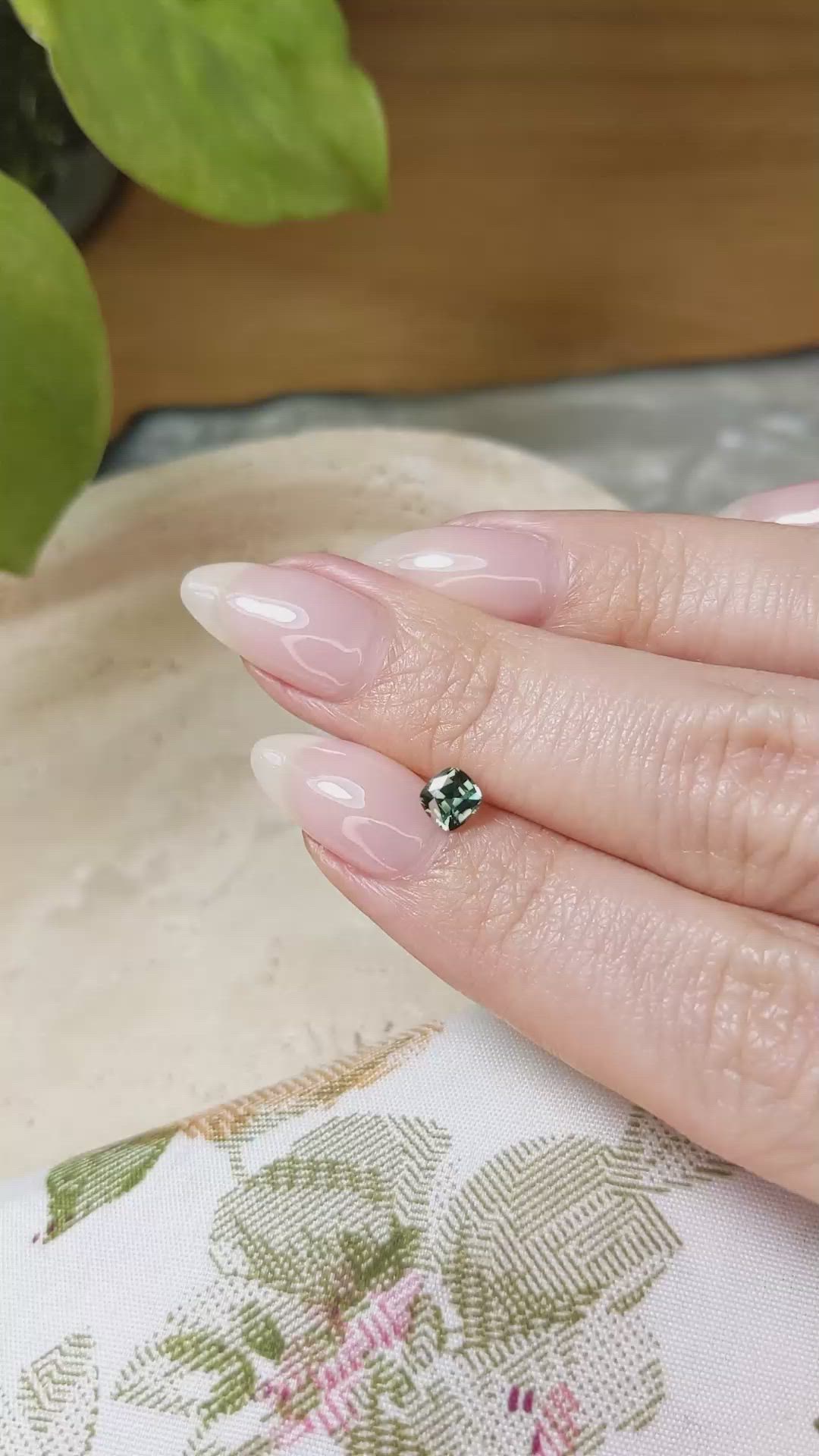 0.48 Ct. Bluish Green Sapphire from Madagascar Size Video
