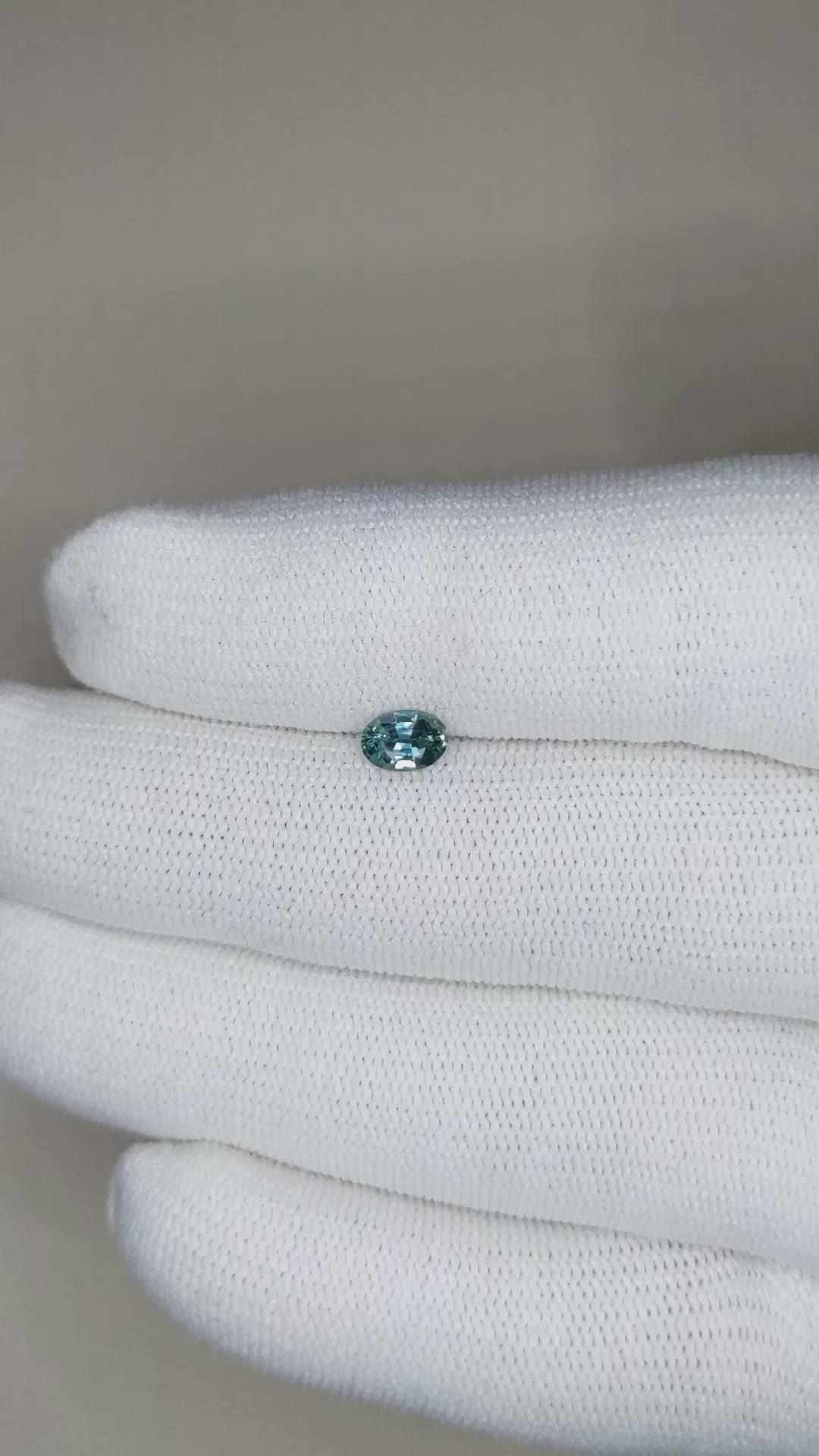 0.45 Ct. Bluish Green Sapphire from Madagascar Size Video