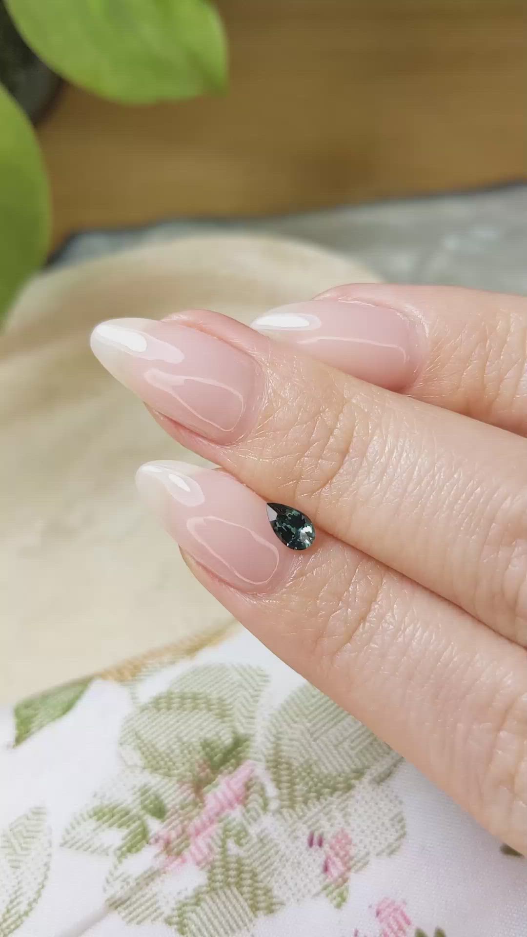 0.36 Ct. Bluish Green Sapphire from Madagascar Size Video