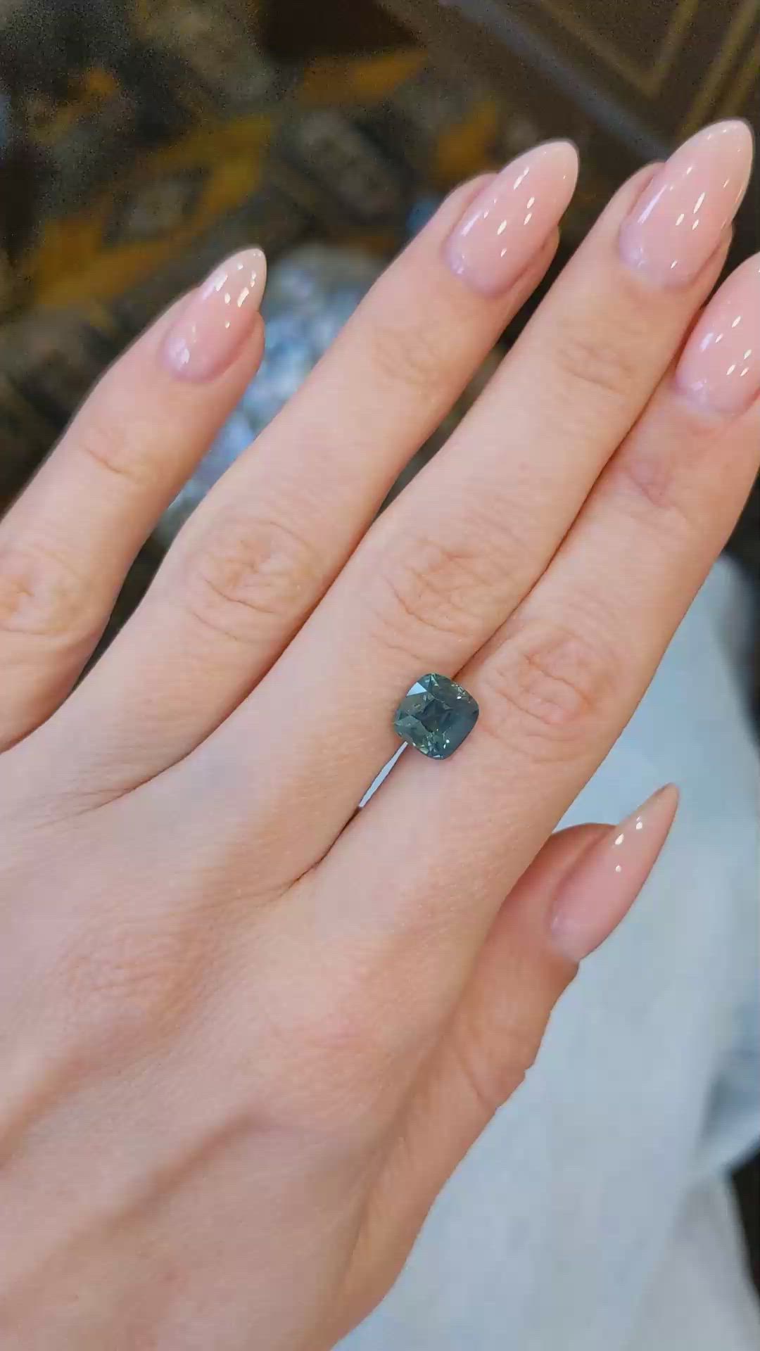2.41 Ct. Bluish Green Sapphire from Ceylon (Sri Lanka) Size Video