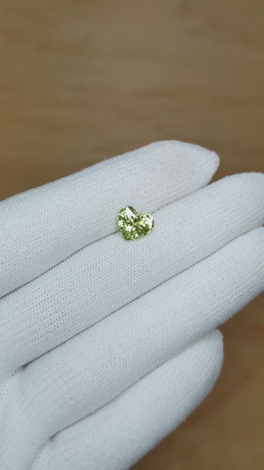 2.13 Ct. Greenish Yellow Sapphire from Ceylon (Sri Lanka) Size Video