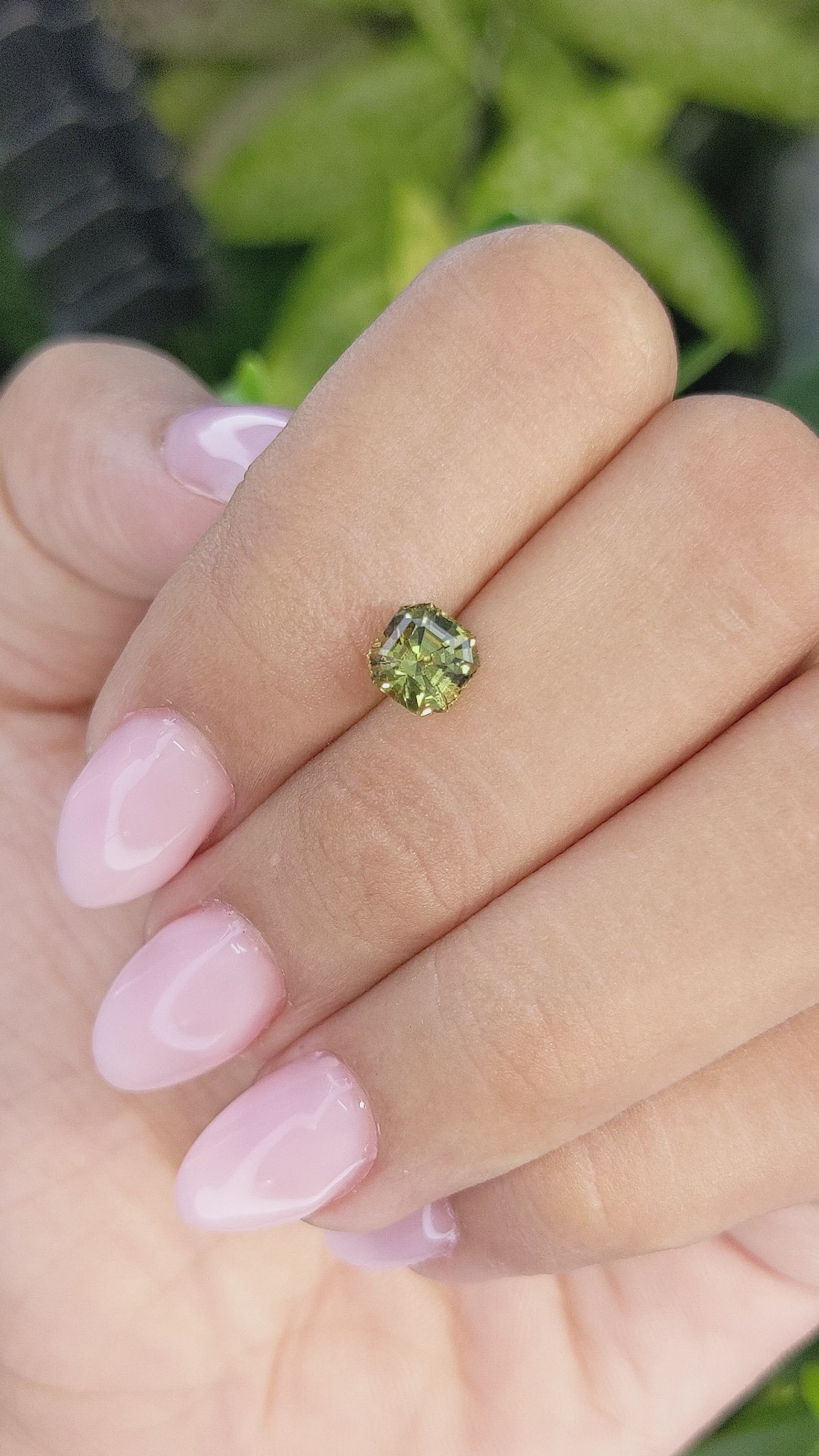 1.55 Ct. Yellowish Green Sapphire from Ceylon (Sri Lanka) Size Video