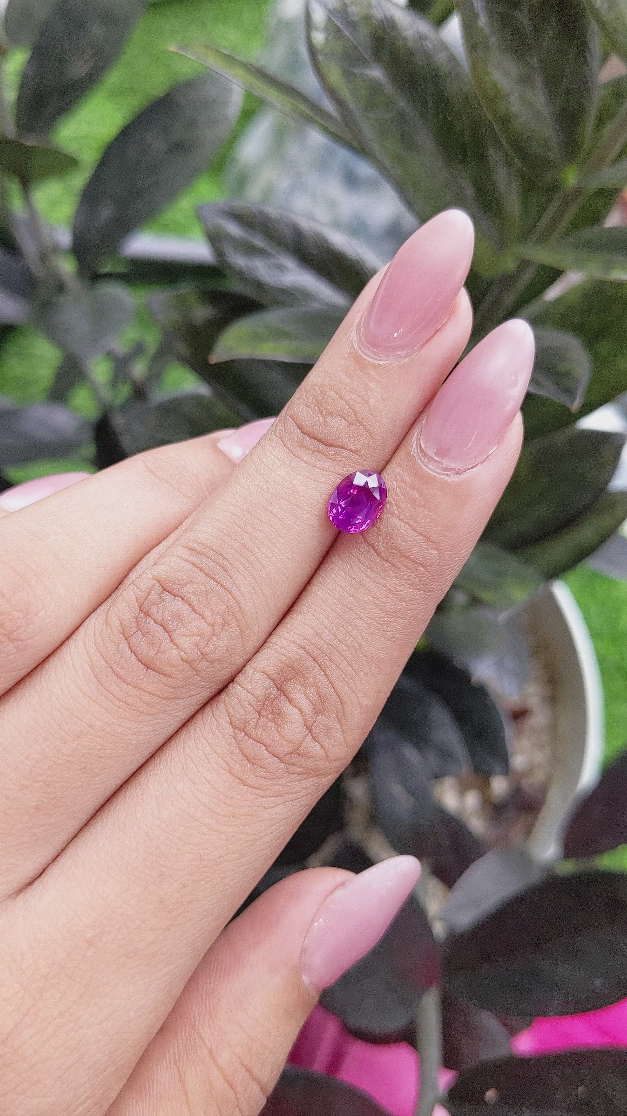 2.00 Ct. Pinkish Purple Sapphire from Madagascar Size Video