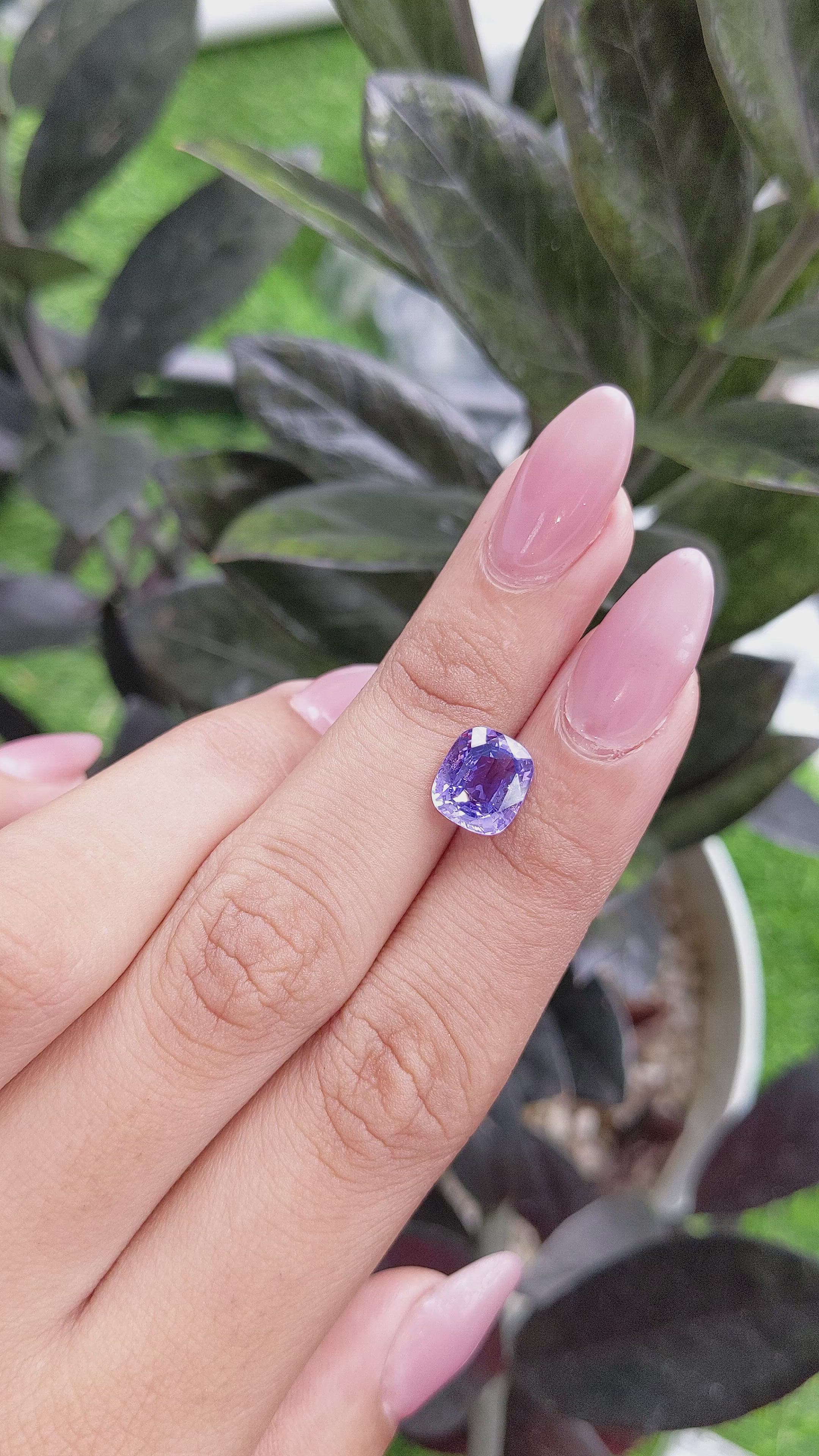 3.05 Ct. Violet Sapphire from Madagascar Size Video