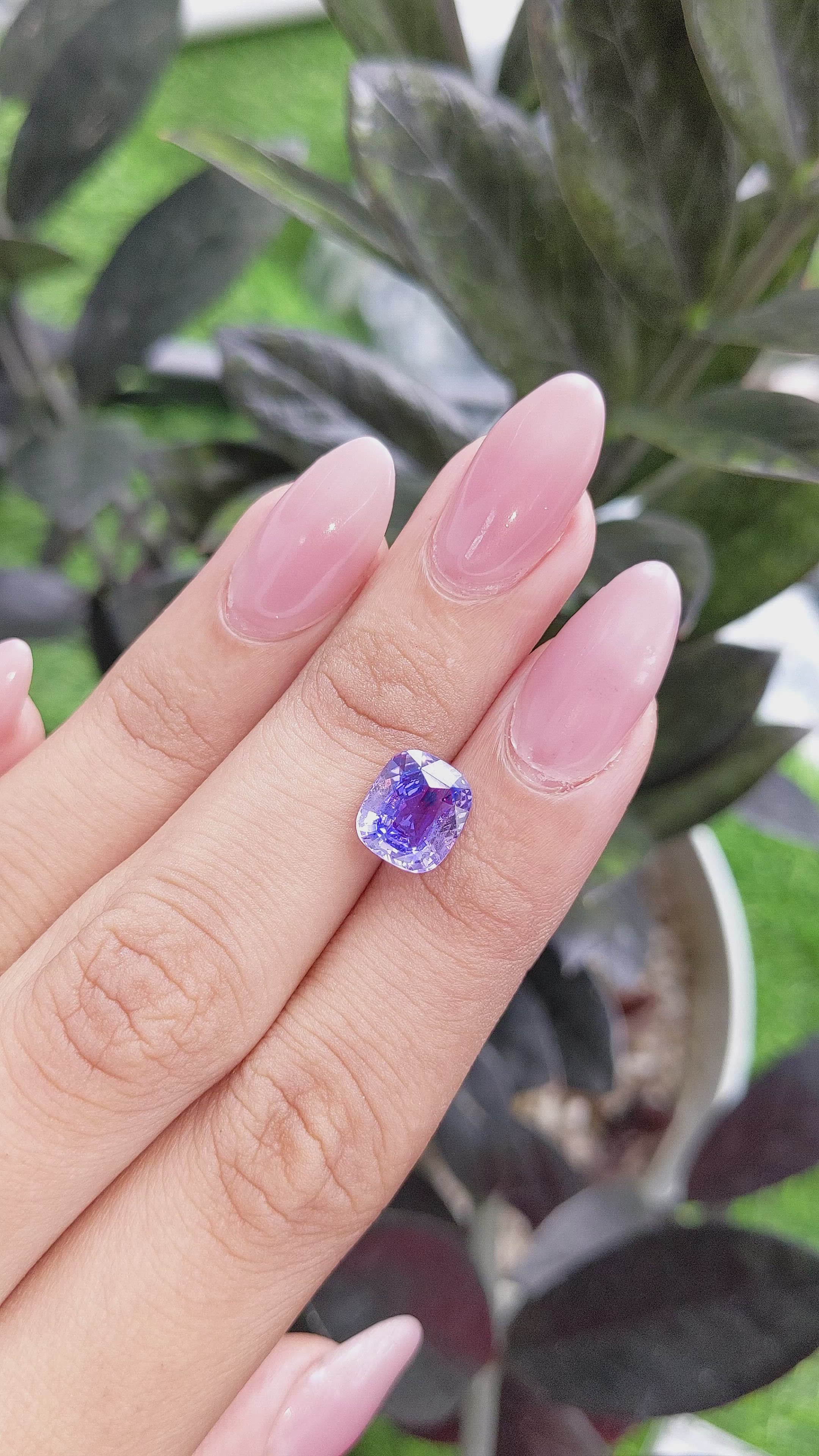 3.05 Ct. Violet Sapphire from Madagascar Size Video