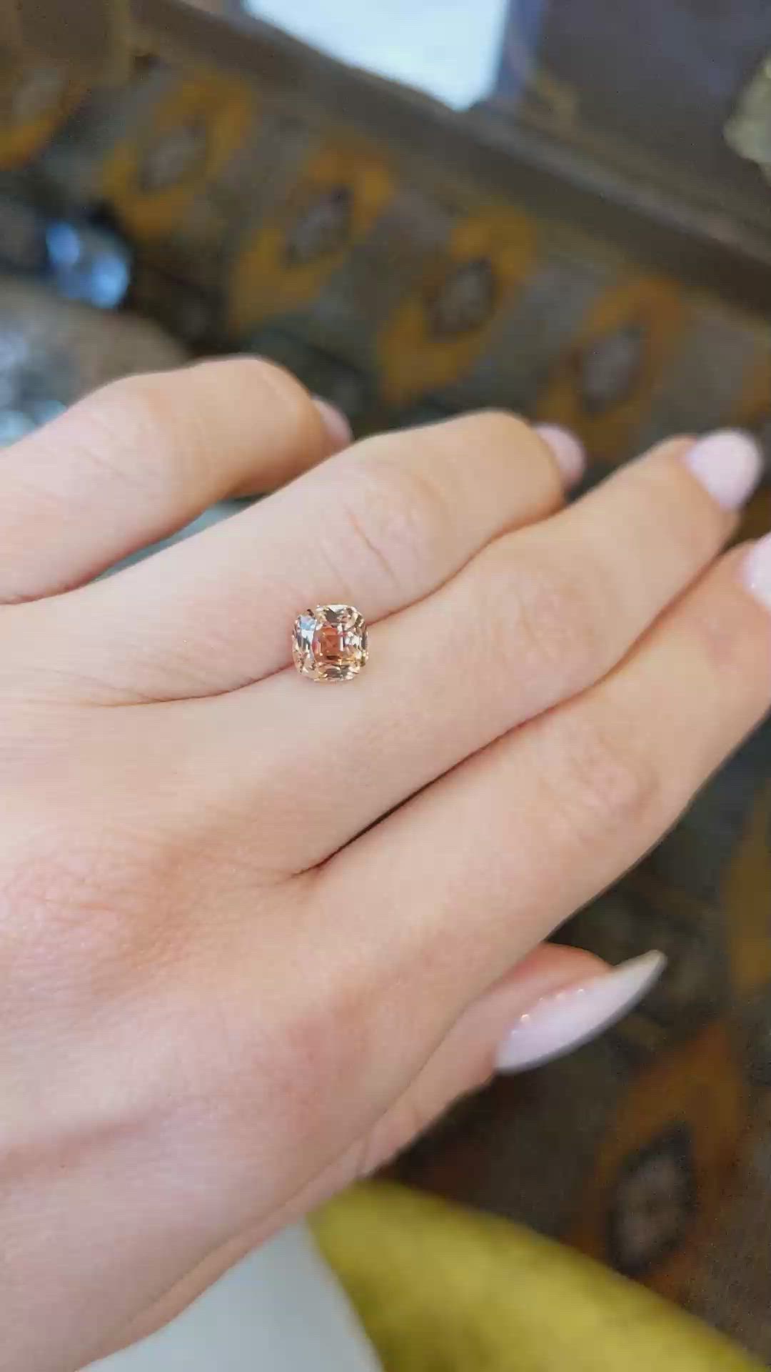 1.62 Ct. Peach Sapphire from Ceylon (Sri Lanka) Size Video