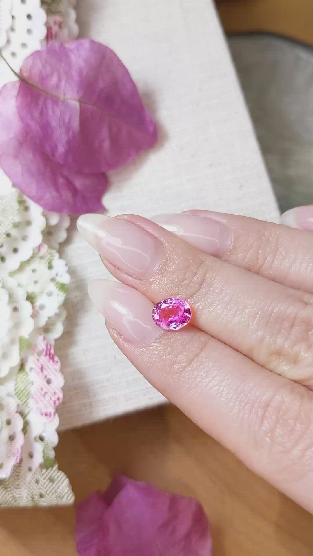 1.60 Ct. Pink Sapphire from Ceylon (Sri Lanka) Size Video