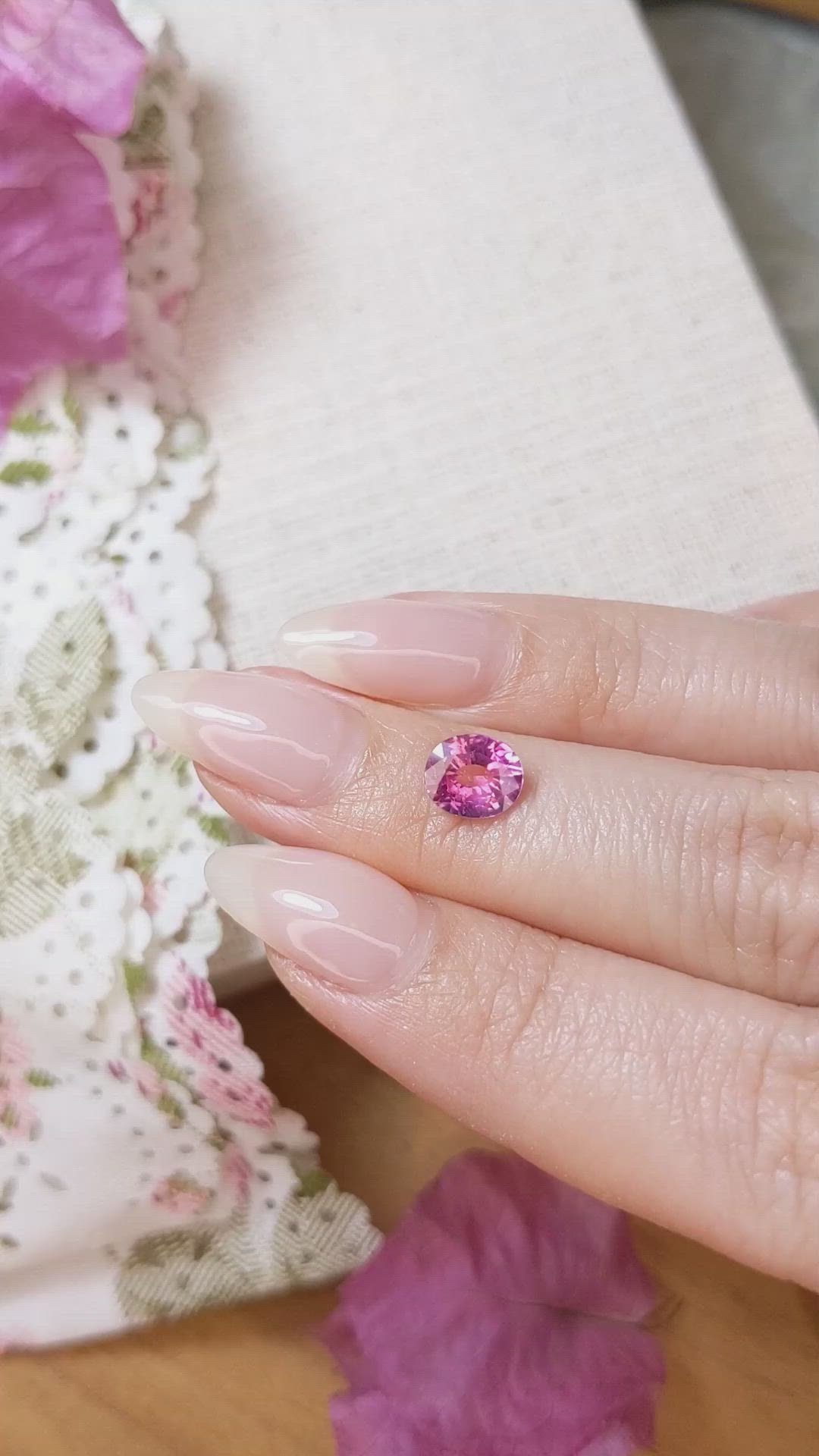 1.26 Ct. Pink Sapphire from Ceylon (Sri Lanka) Size Video